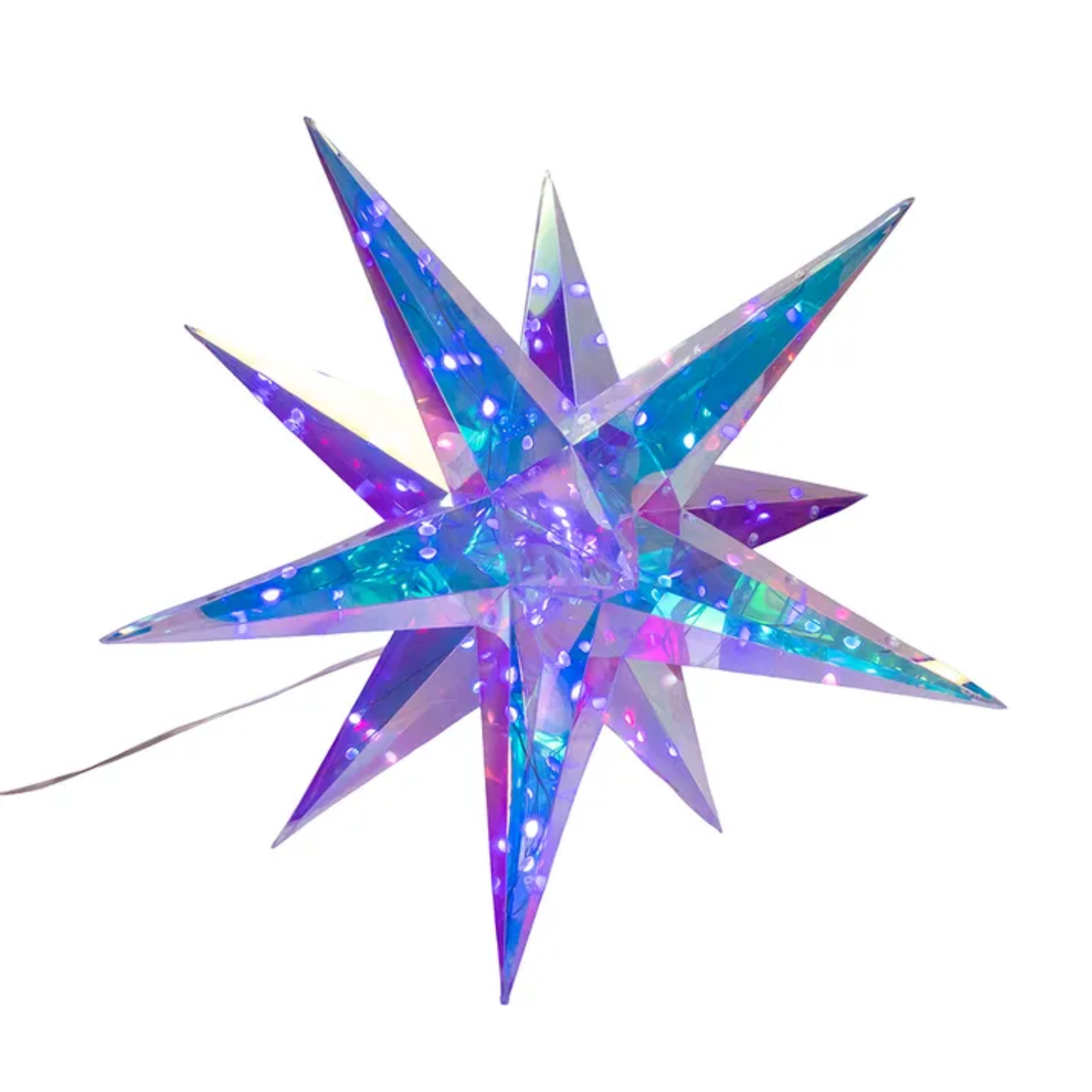 Kurt Adler Lighted Magical Iridescence Holographic Foldable Starburst + Remote, 19.25"