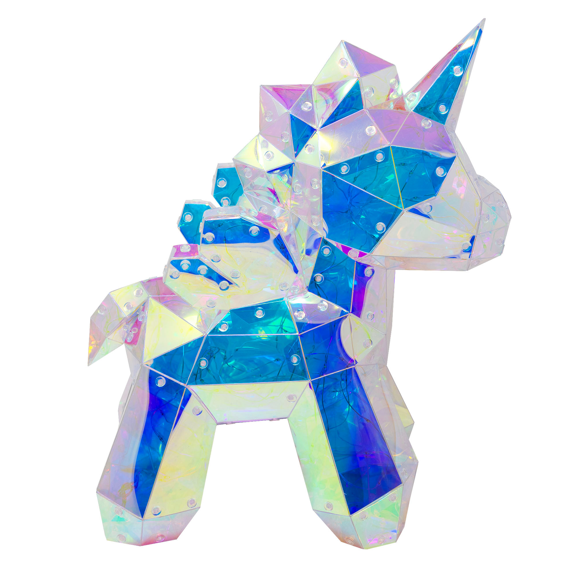 Kurt Adler Pre-Lit Cool White LED Magical Holographic Iridescent Unicorn, 14in