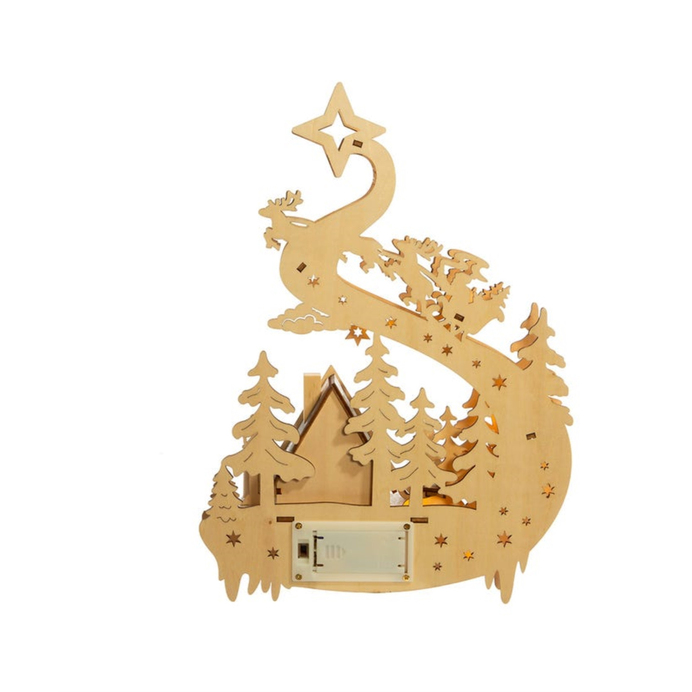 Kurt Adler Battery-Operated Light-Up LED Christmas Village with Santa and Sleigh