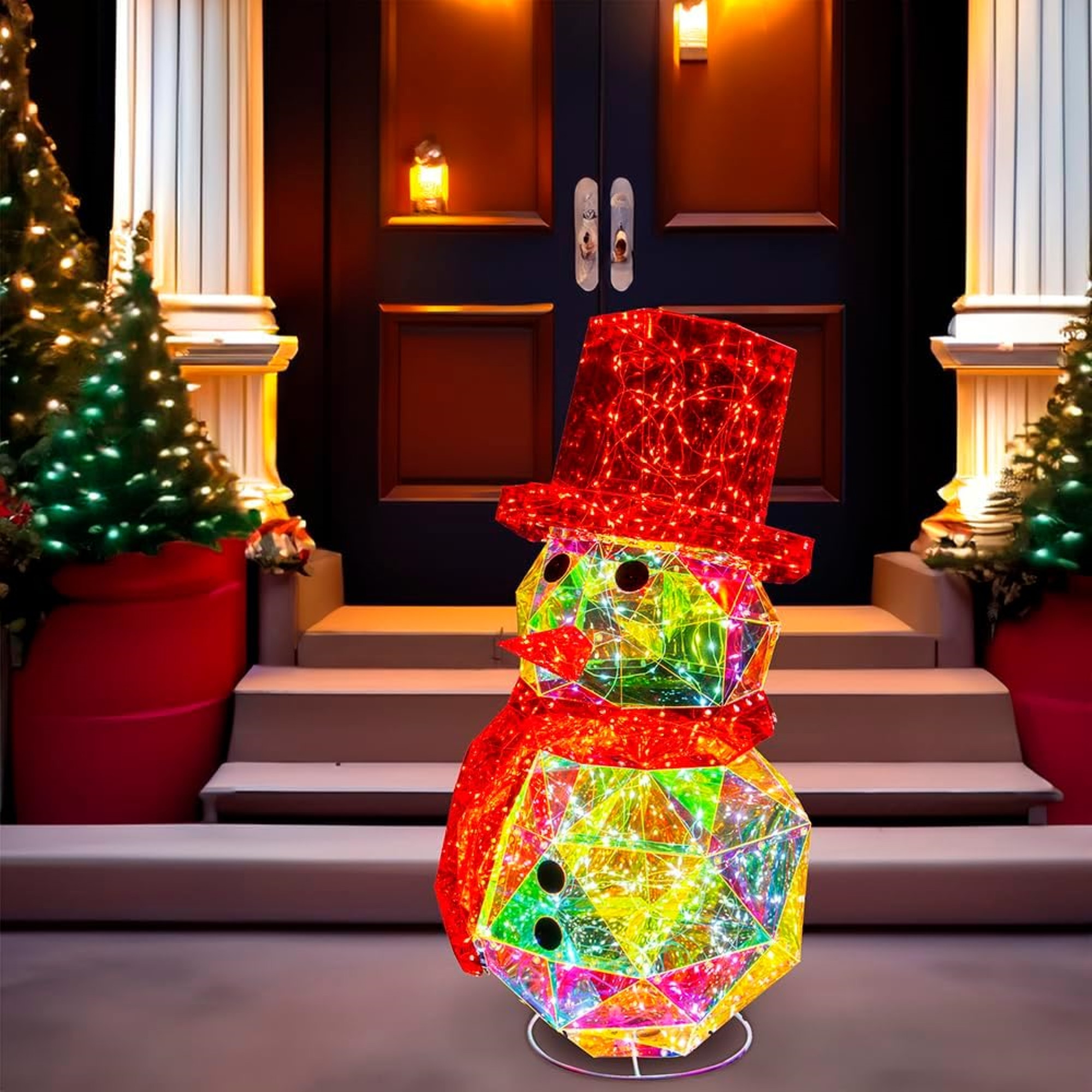 Kurt Adler Iridescent Lit Snowman Indoor or Outdoor Christmas