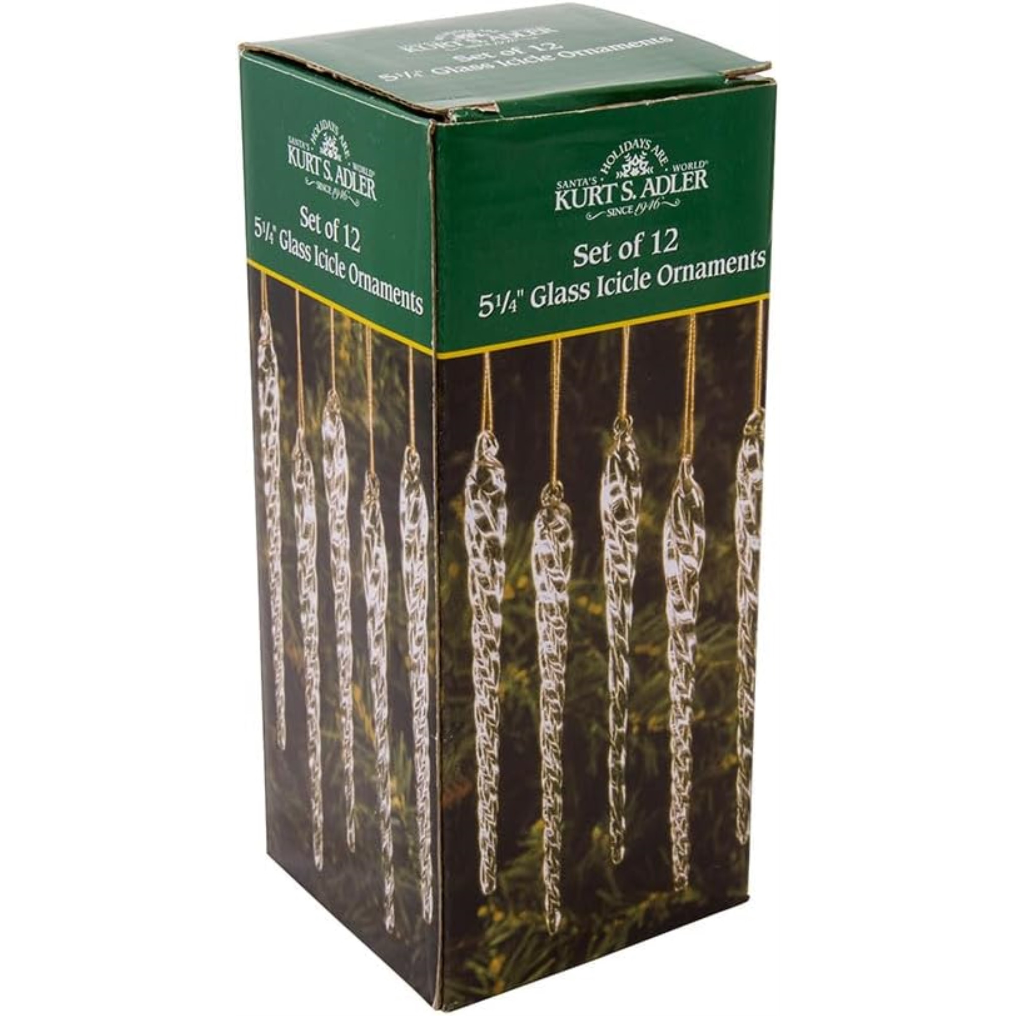 Kurt Adler Glass Icicle Christmas Ornament Box Set, 5.25in (Set of 12)