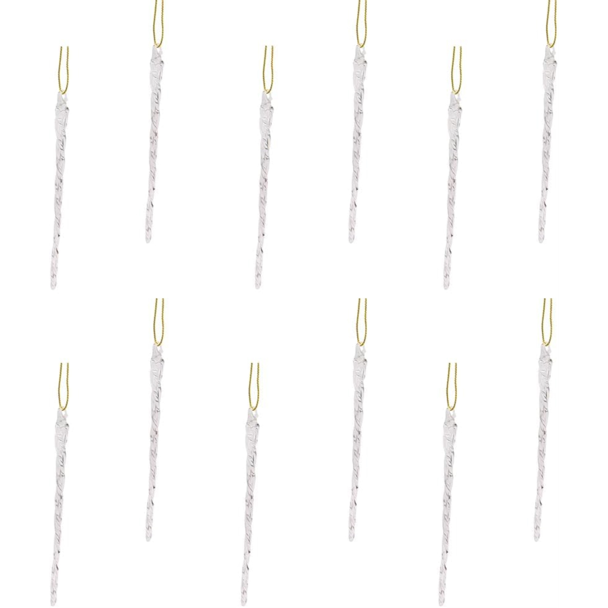 Kurt Adler Glass Icicle Christmas Ornament Box Set, 5.25in (Set of 12)