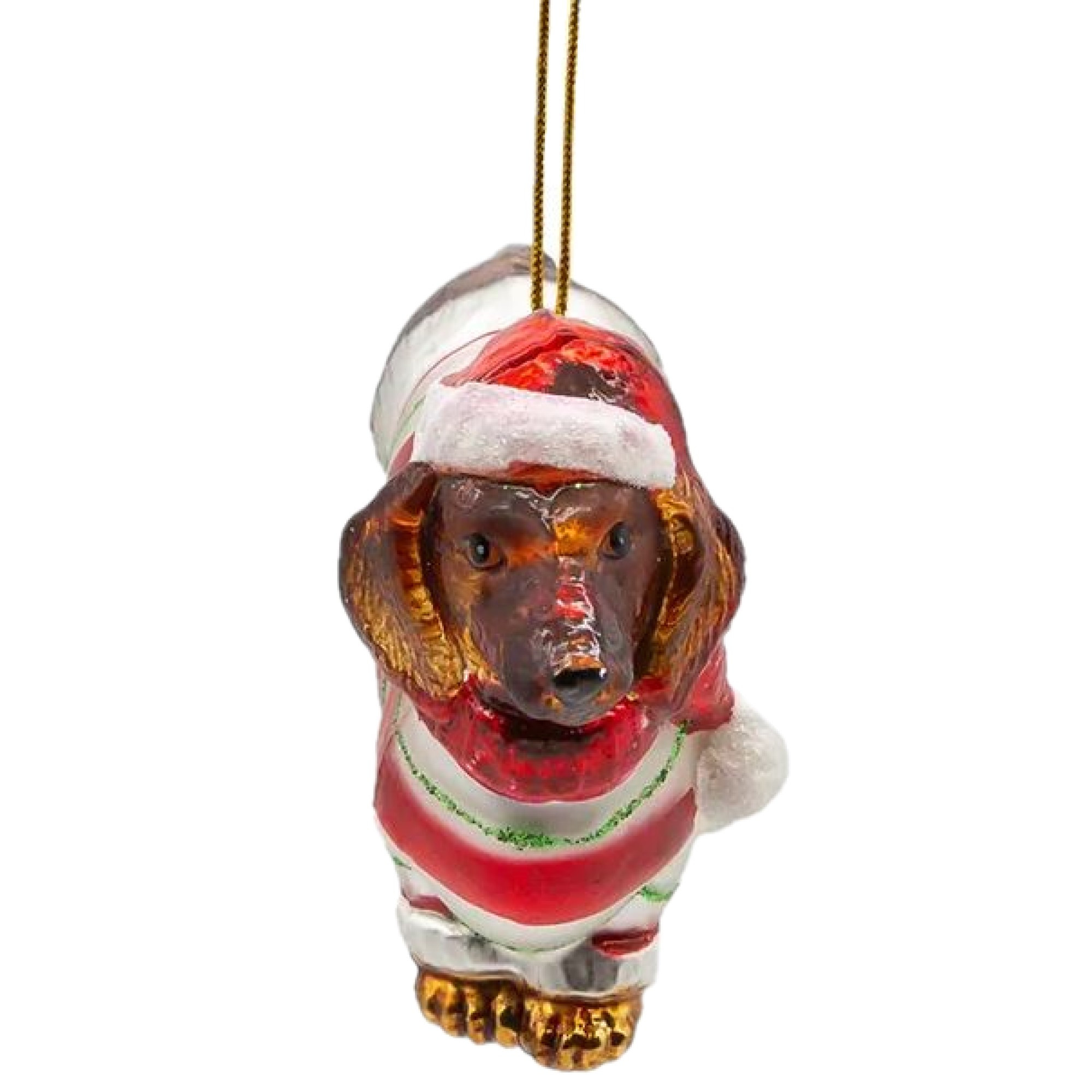 Kurt Adler Noble Gems Glass Ornament for Christmas Tree, Festive Dachshund