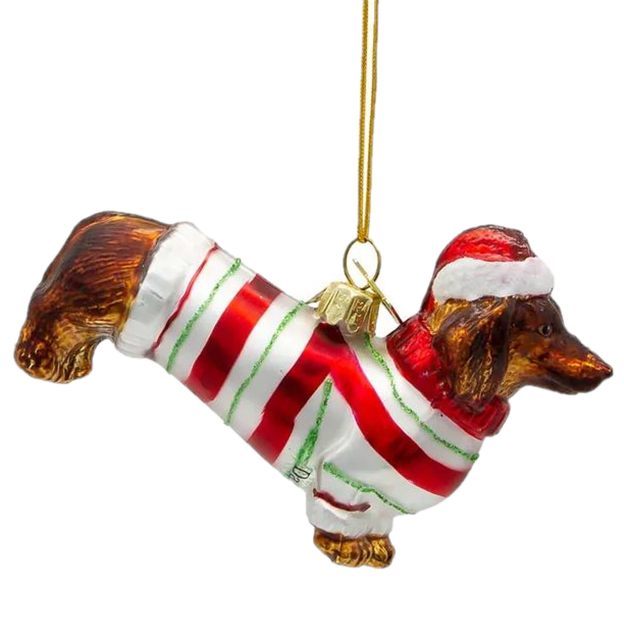 Kurt Adler Noble Gems Glass Ornament for Christmas Tree, Festive Dachshund