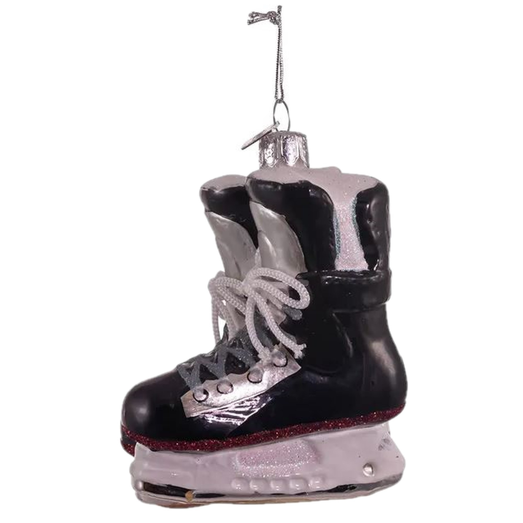 Kurt Adler Noble Gems Glass Ornament for Christmas Tree, Ice Hockey Skates