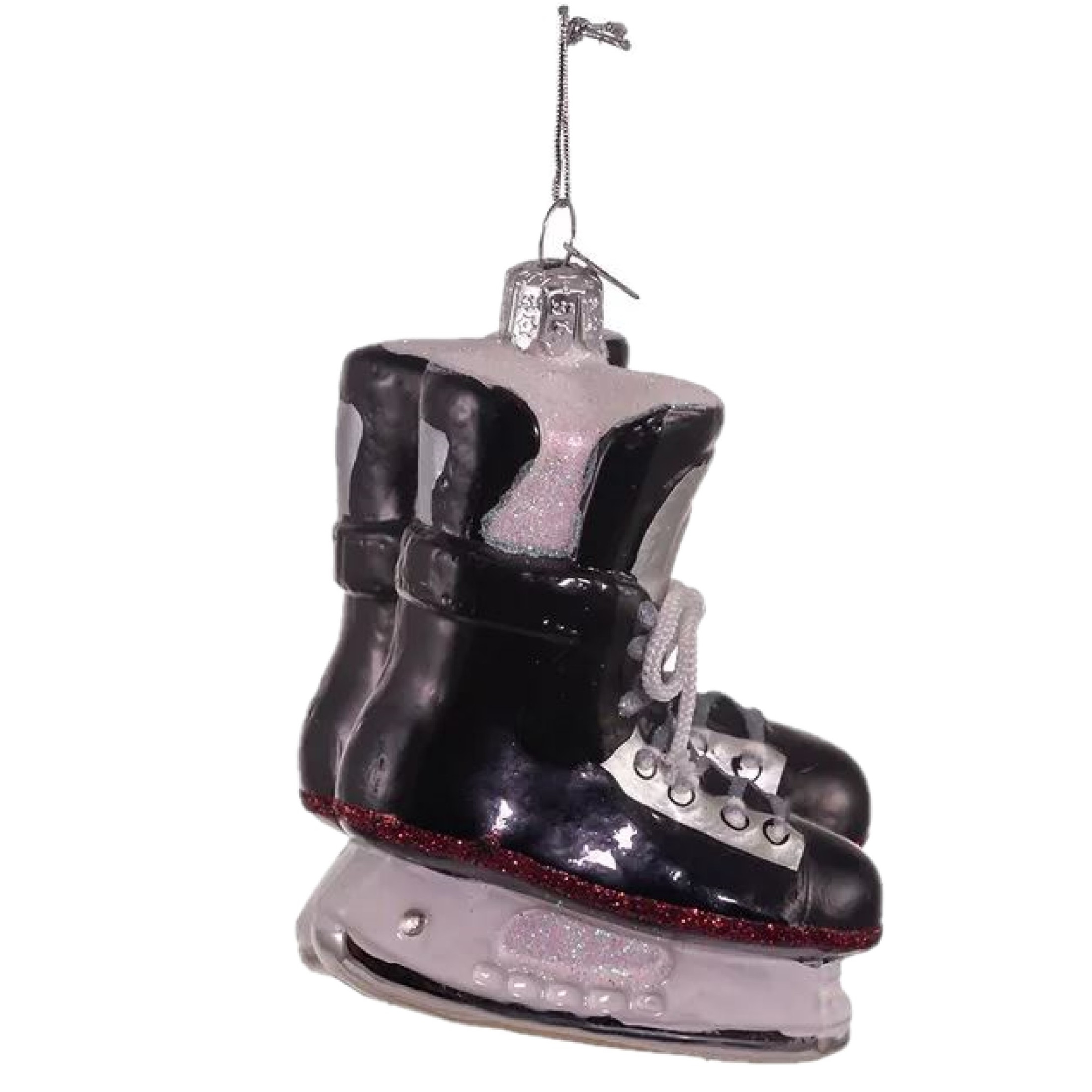 Kurt Adler Noble Gems Glass Ornament for Christmas Tree, Ice Hockey Skates