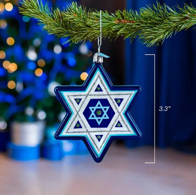 Kurt Adler Noble Gems Glass Ornament for Christmas Tree, Star of David