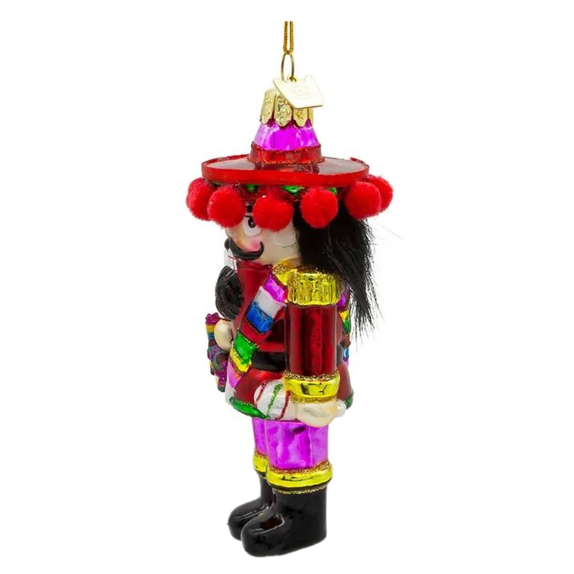 Kurt Adler Noble Gems Glass Ornament for Christmas Tree, Mexican Nutcracker