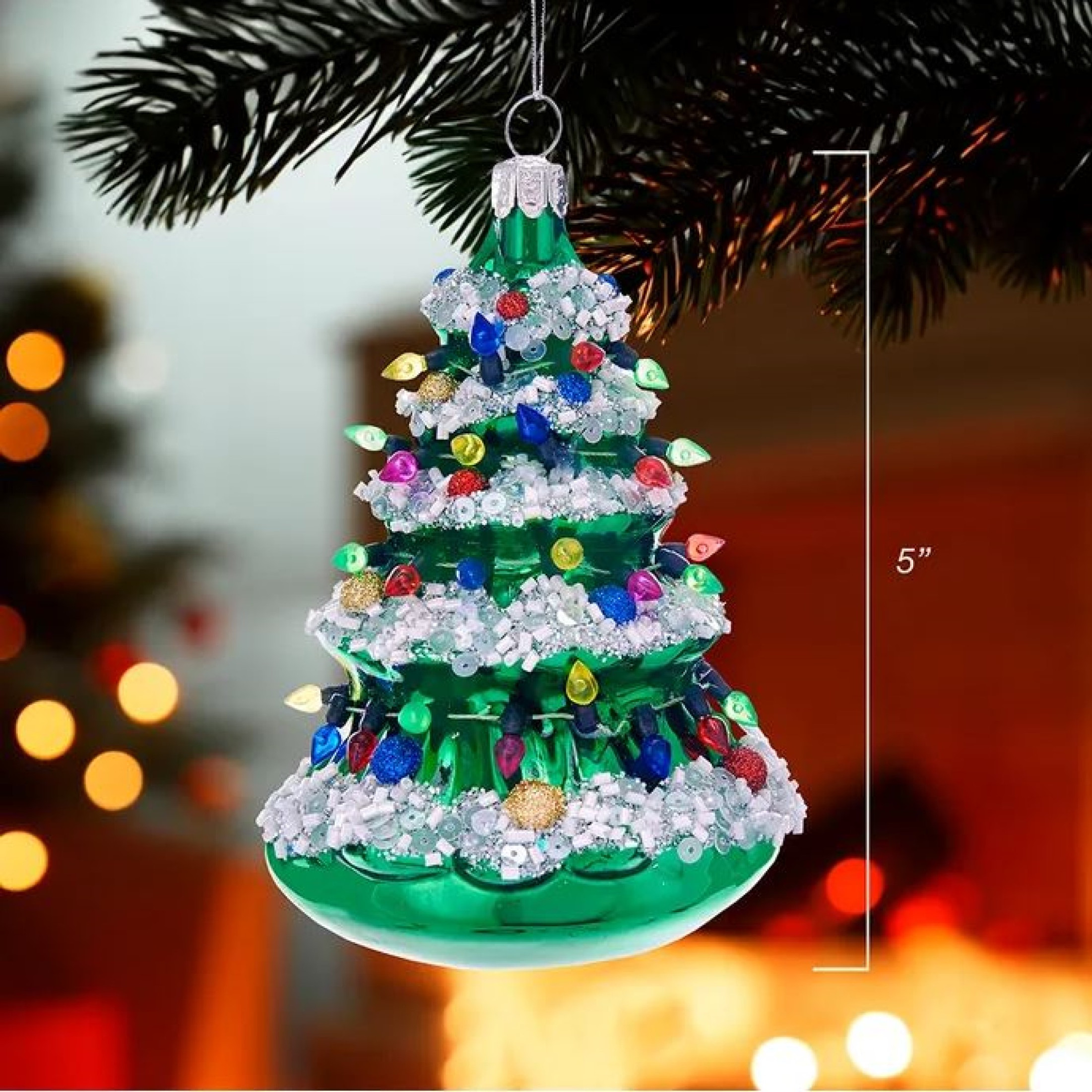 Kurt Adler Noble Gems Glass Ornament for Christmas Tree, Decorated Christmas Tree