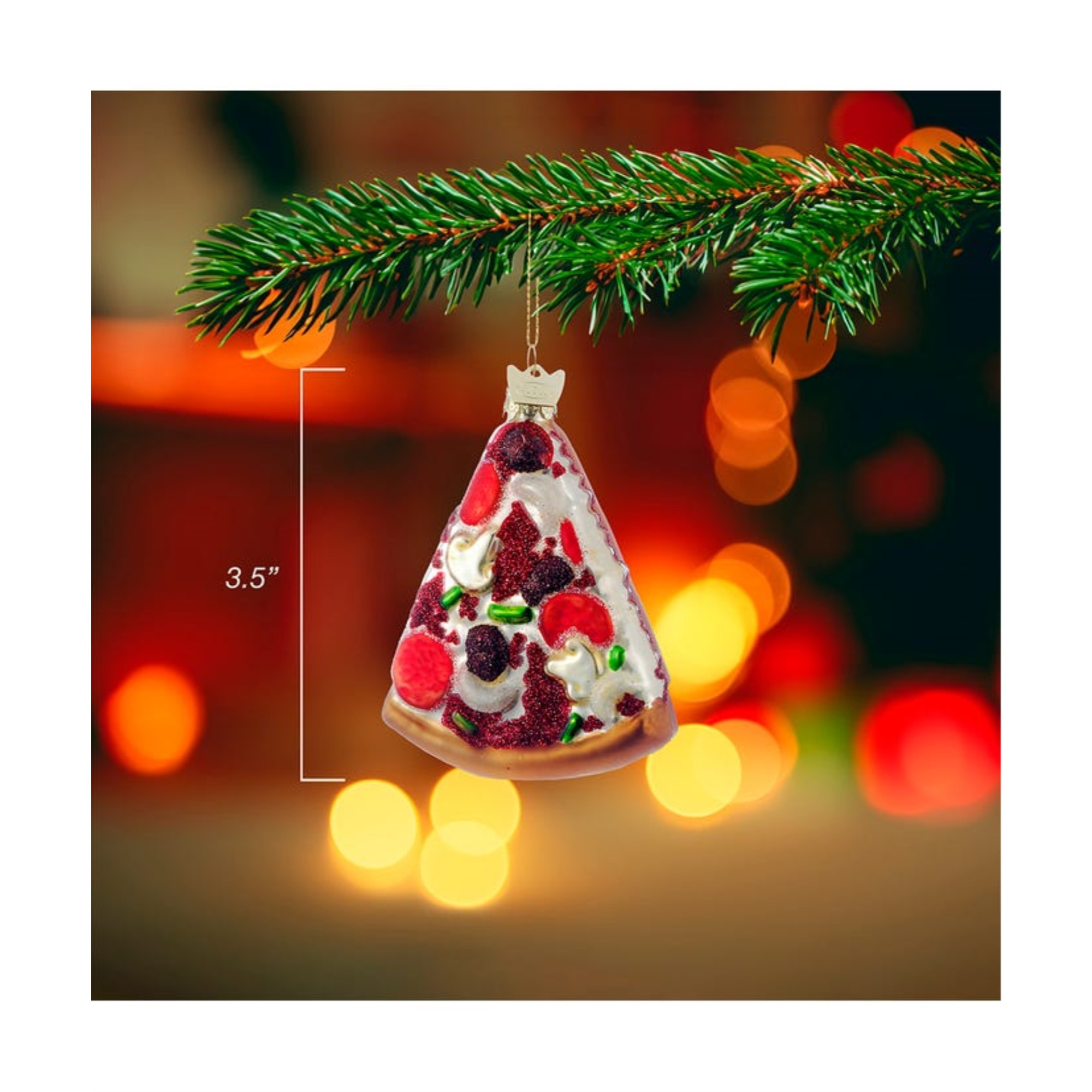 Kurt Adler Noble Gems Glass Ornament for Christmas Tree, Pizza Slice