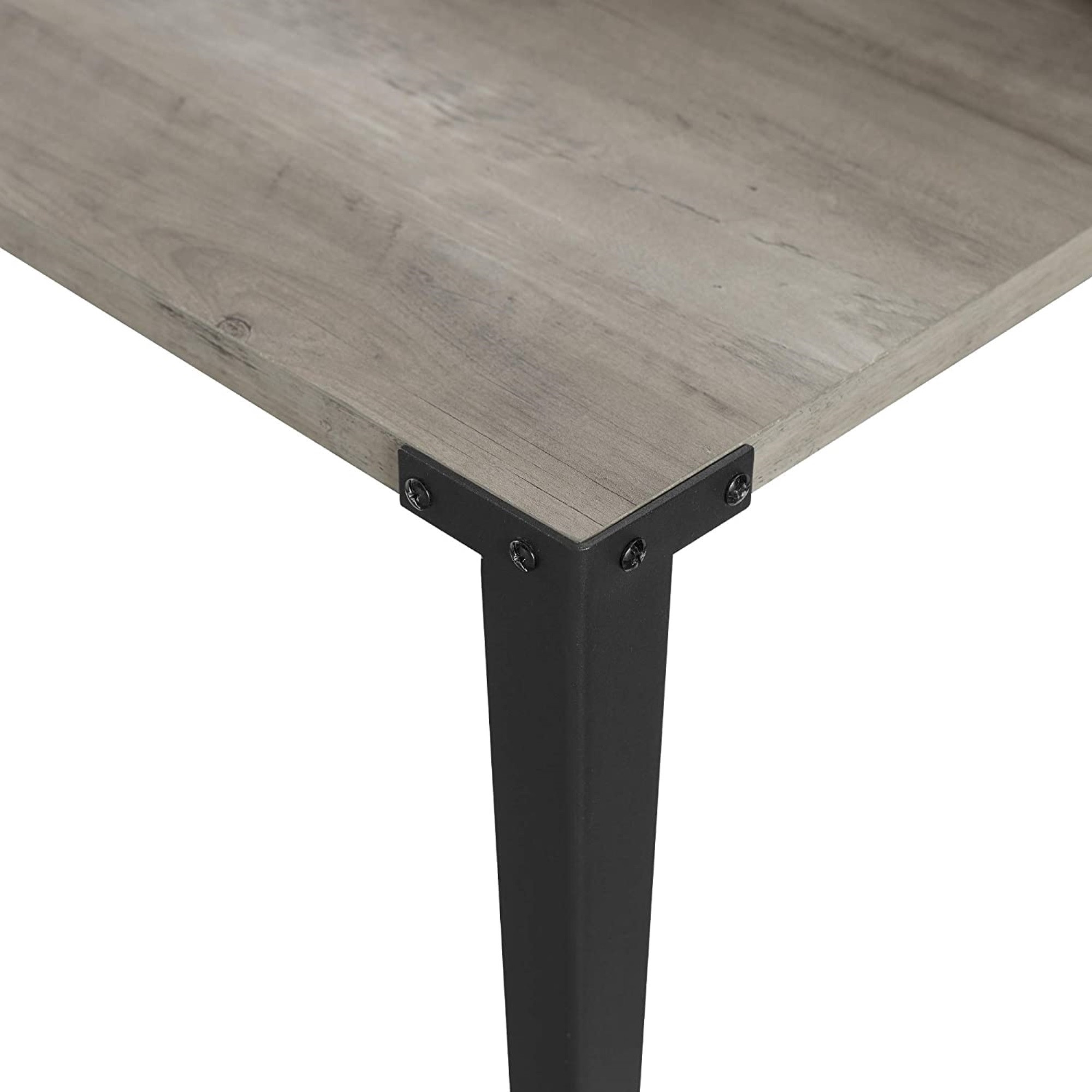 Interior Elements Industrial Secretary Desk with Hutch – Wood Home Office Desk, Grey Wash, 42"