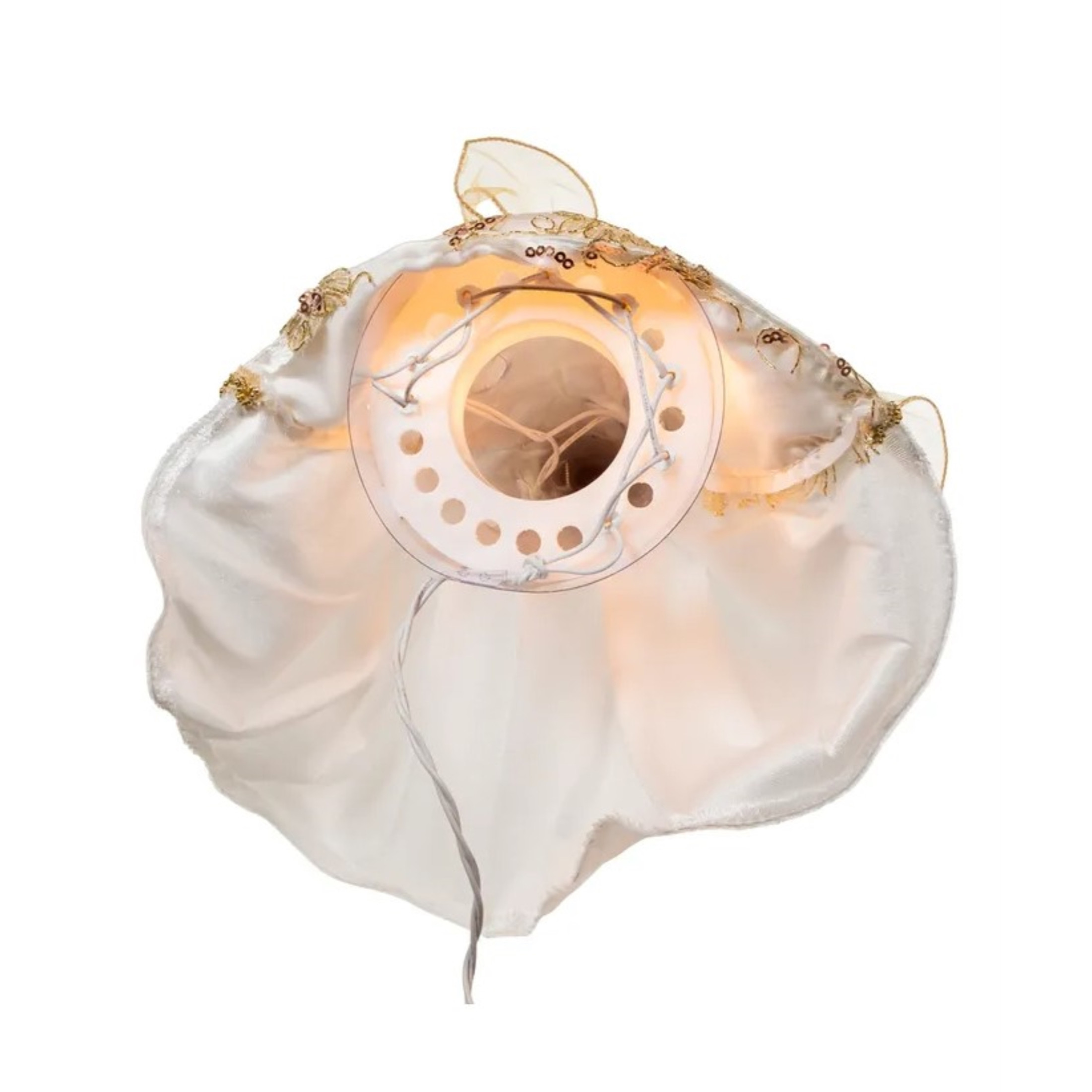 Kurt Adler UL 10-Light Ivory and Gold Angel Christmas Treetop, 16in