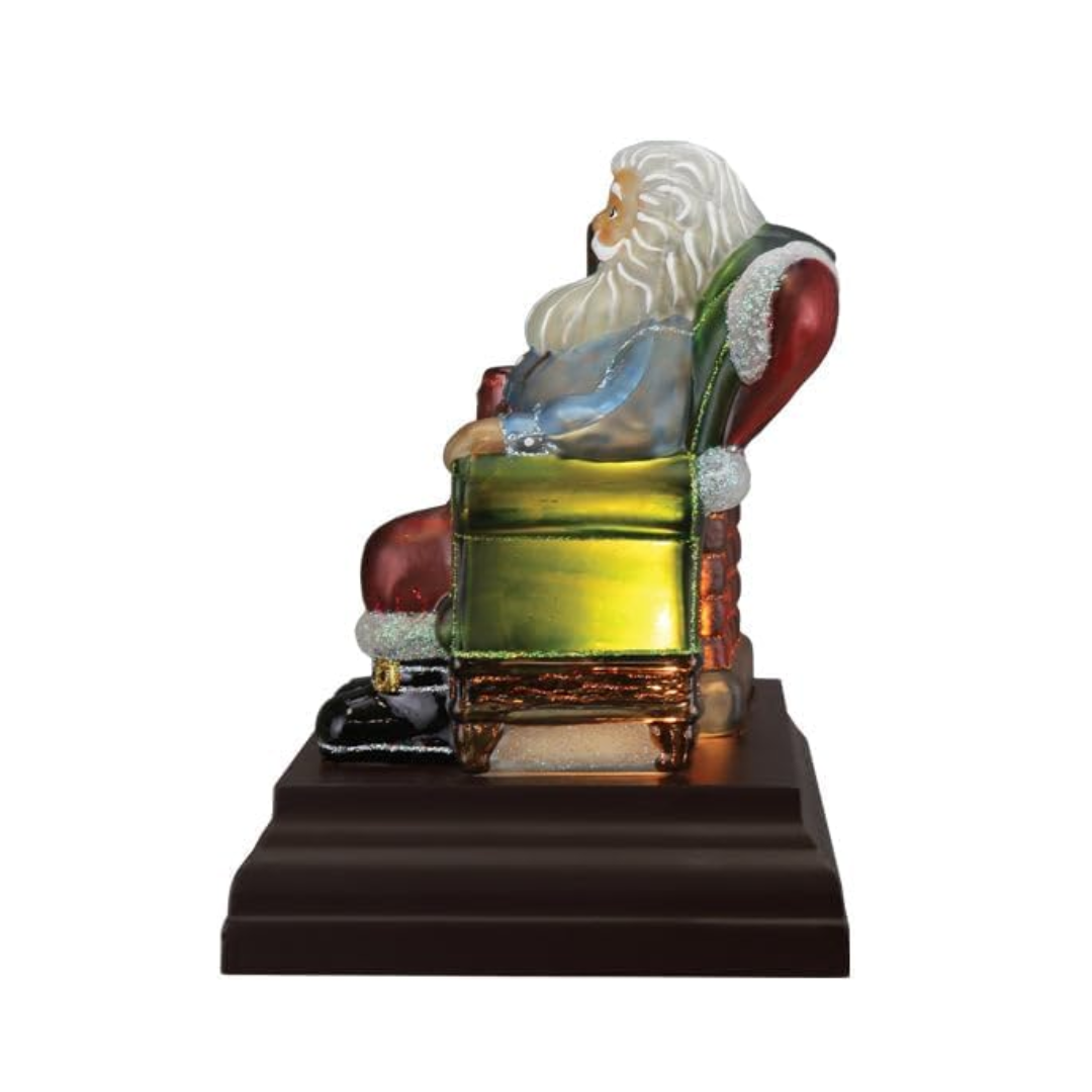 Old World Christmas Lighted Glass Holiday Tabletop Display, Santa at Hearth, 9.75"