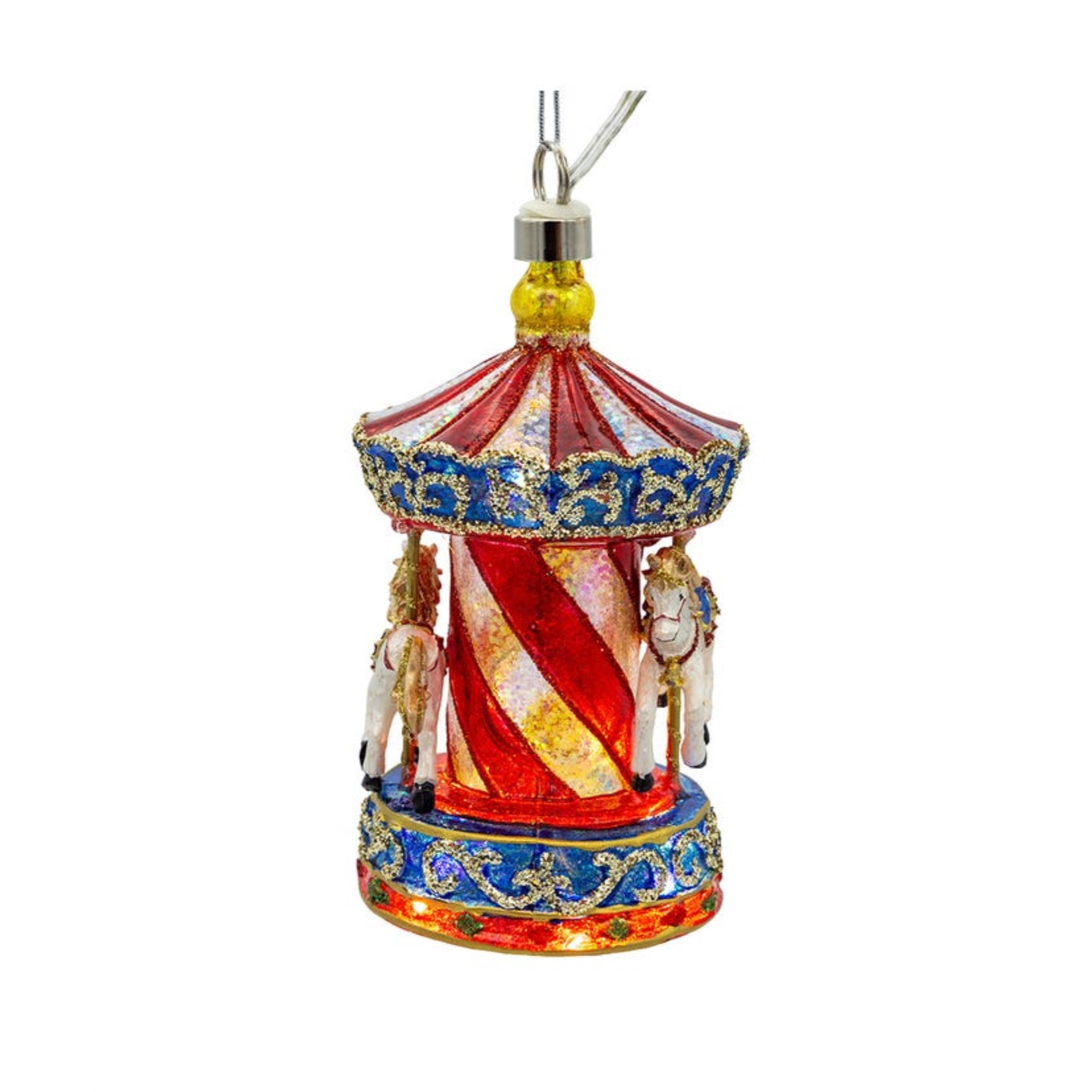 Kurt Adler Pre-lit Hanging Glass Ornament, Warm White LED's, USB