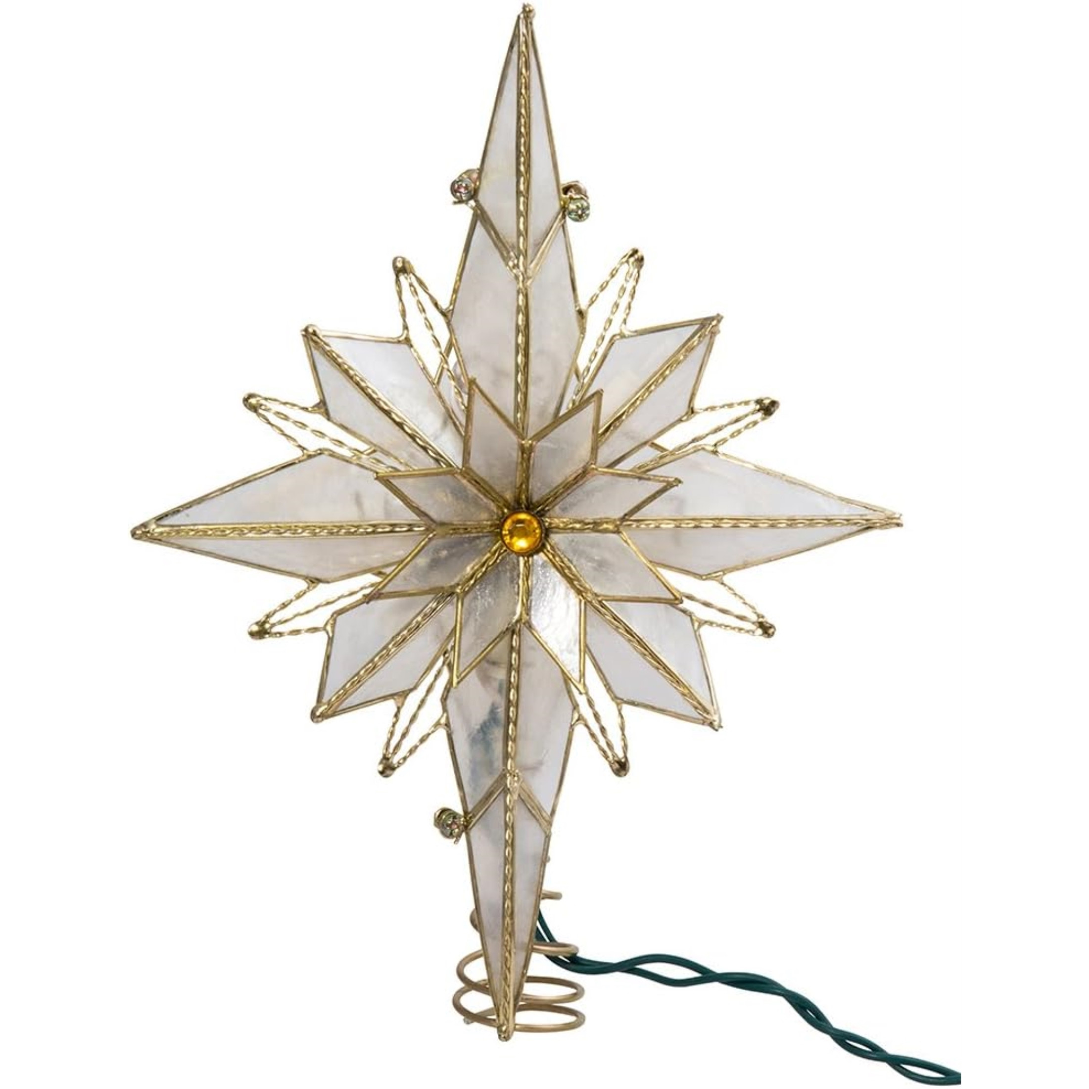 Kurt Adler 8-Point UL 10-Light Capiz Bethlehem Star Treetop, 10.5"