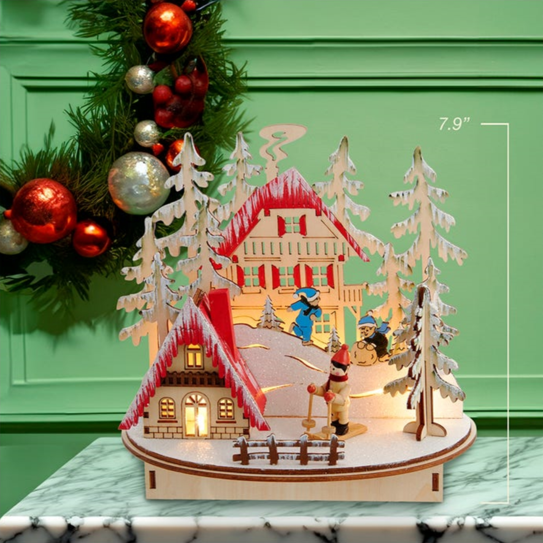 Kurt Adler Battery-Operated Light-Up LED Wooden Ski Resort Village Kurt Adler Battery-Operated Light-Up LED Wooden Ski Resort Village