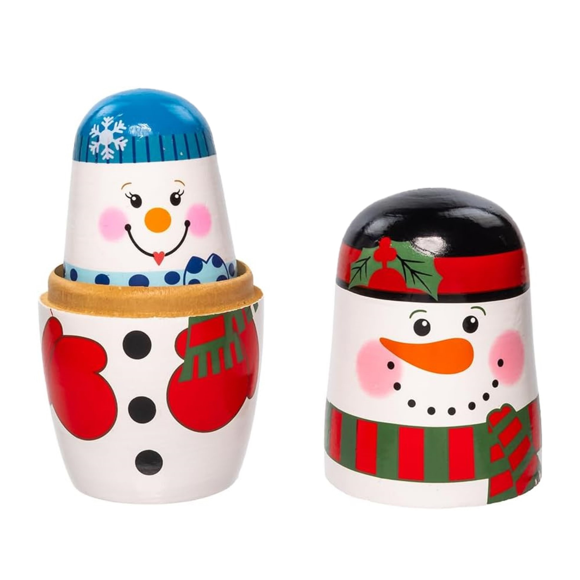 Kurt Adler Wooden Snowman Nesting Doll Figurines, Multicolored (Set of 5)