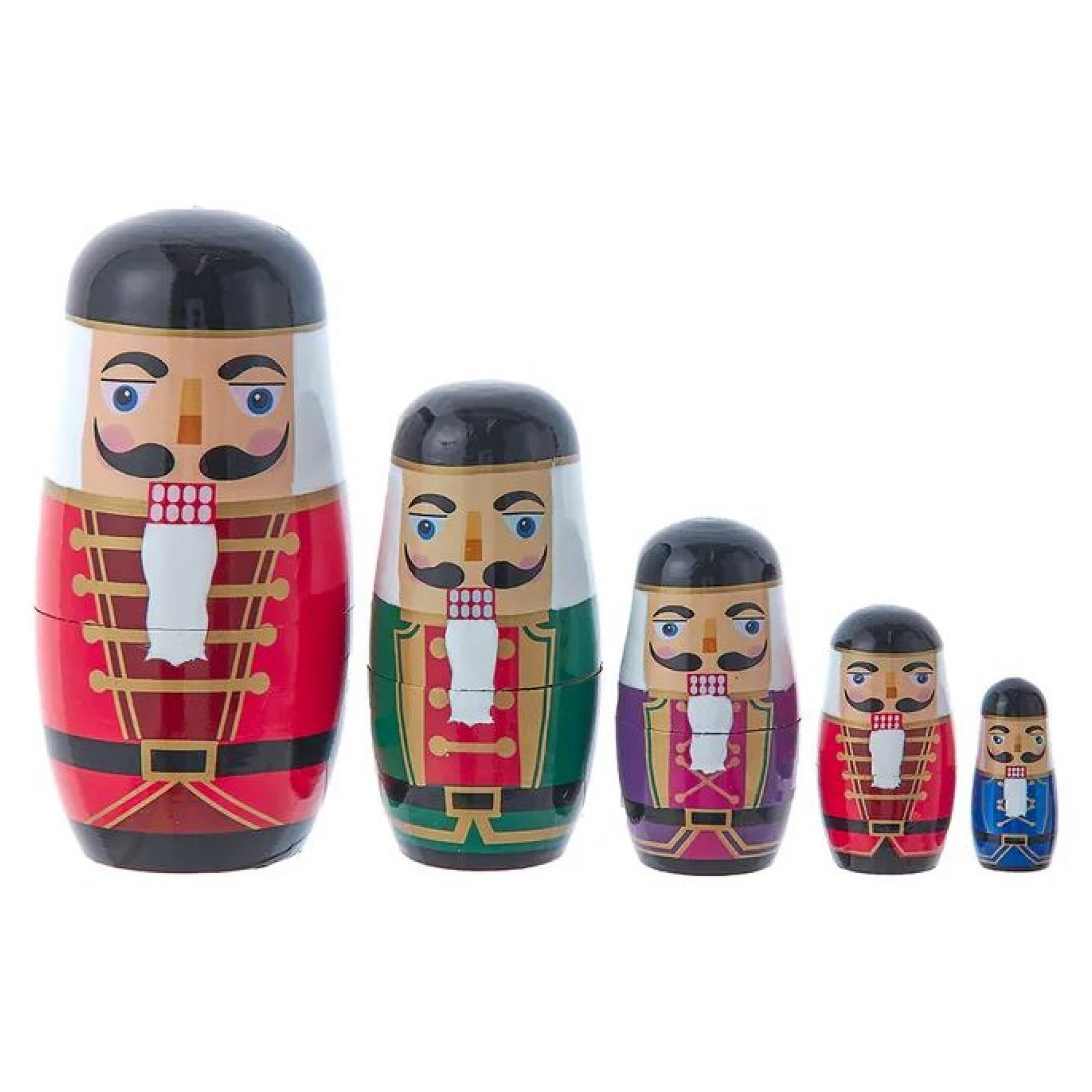 Kurt Adler Wooden Nutcracker Nesting Dolls, Multicolored (Set of 5)