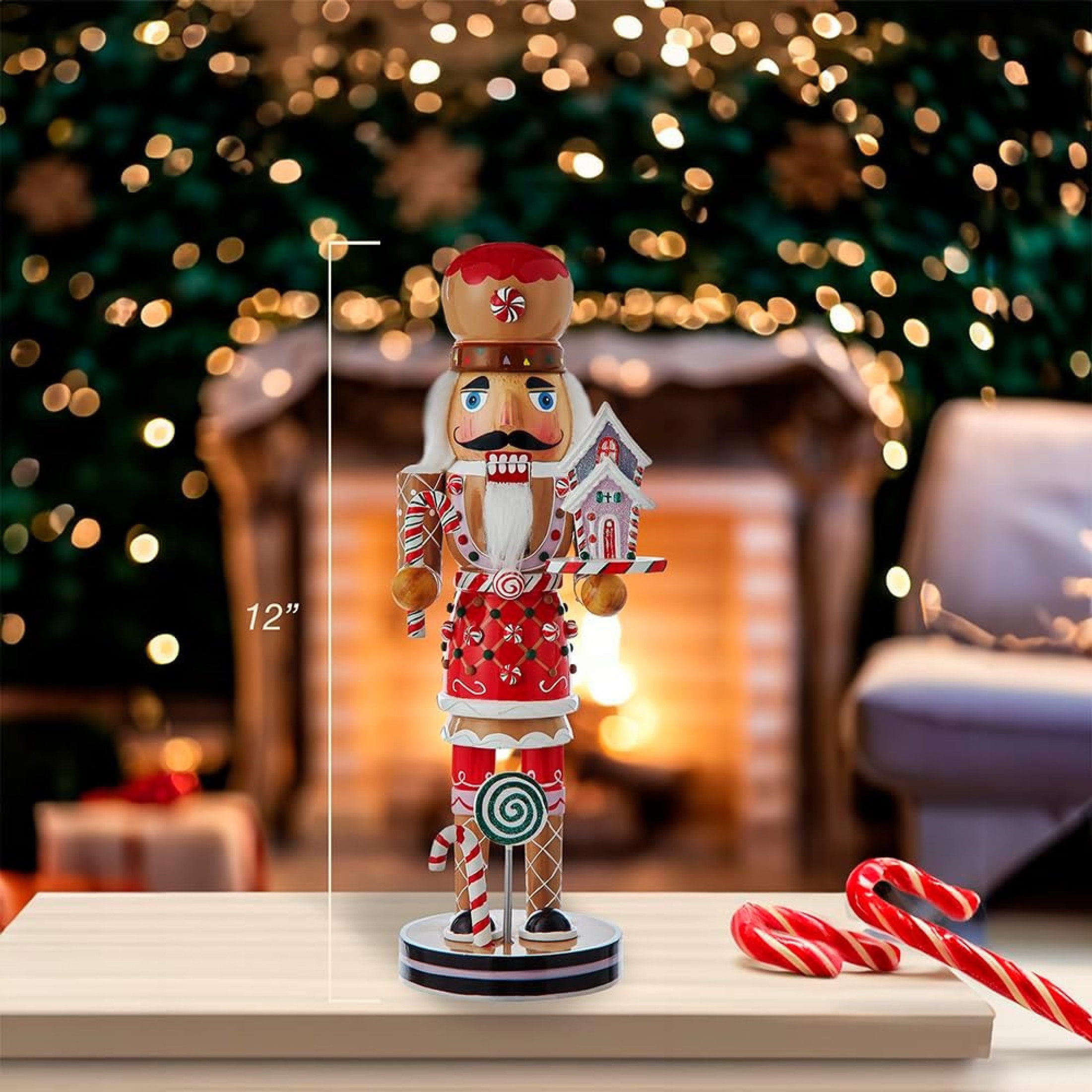 Kurt Adler Wooden Hollywood Nutcracker Collection, Gingerbread, 12in