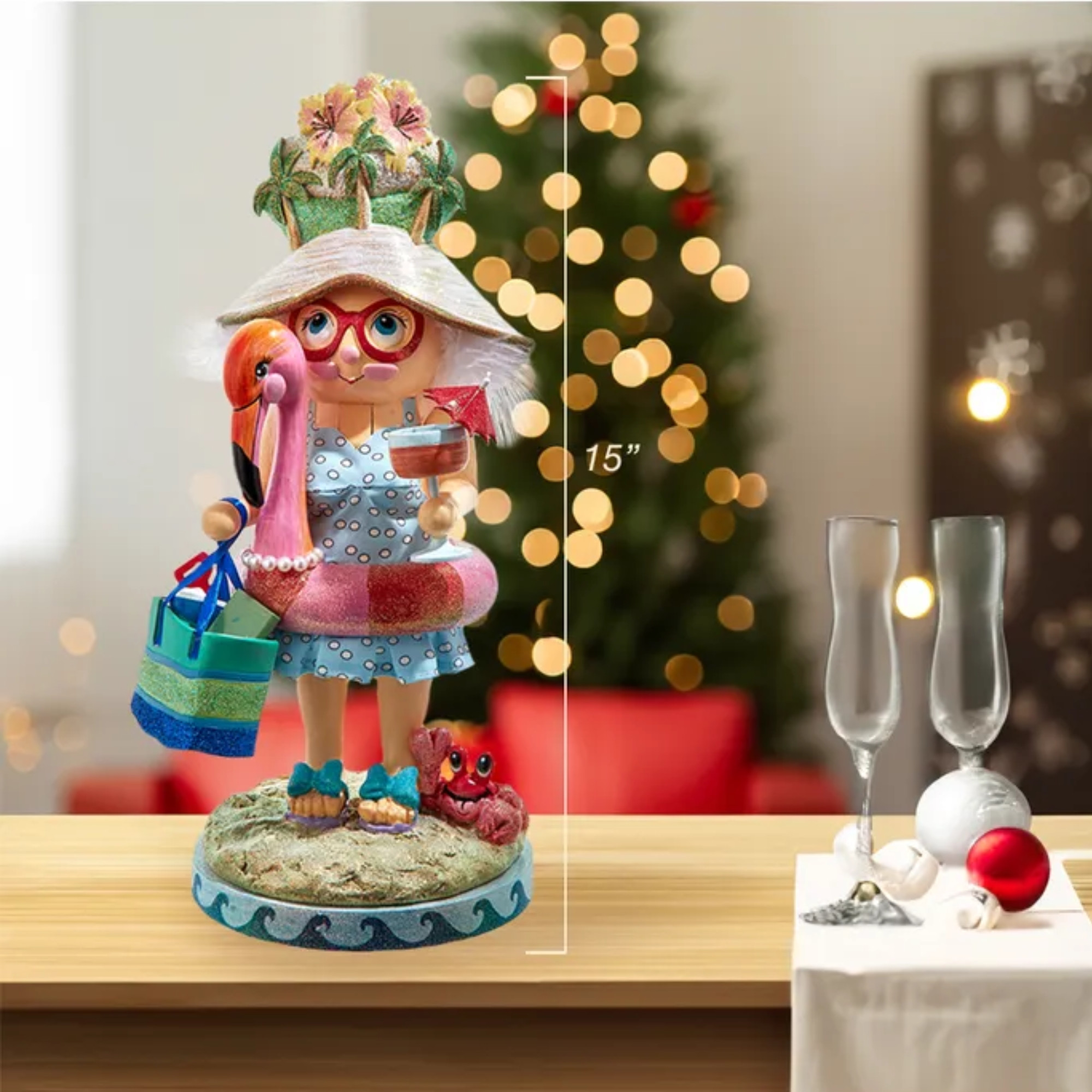 Kurt Adler Wooden Hollywood Nutcracker Collection, Beach Girl, 15"