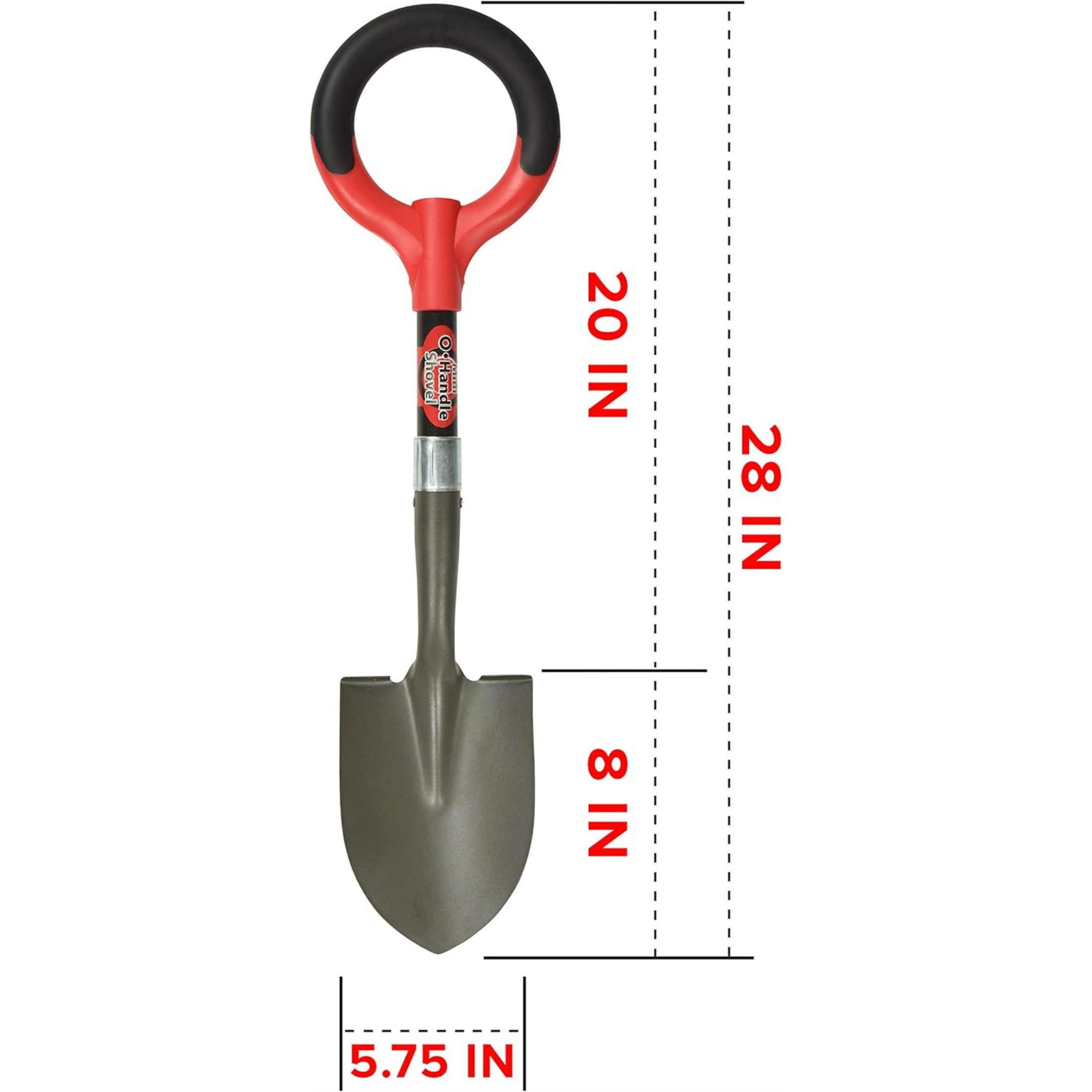 Radius Garden Mini-O Digger Steel Shovel, Red
