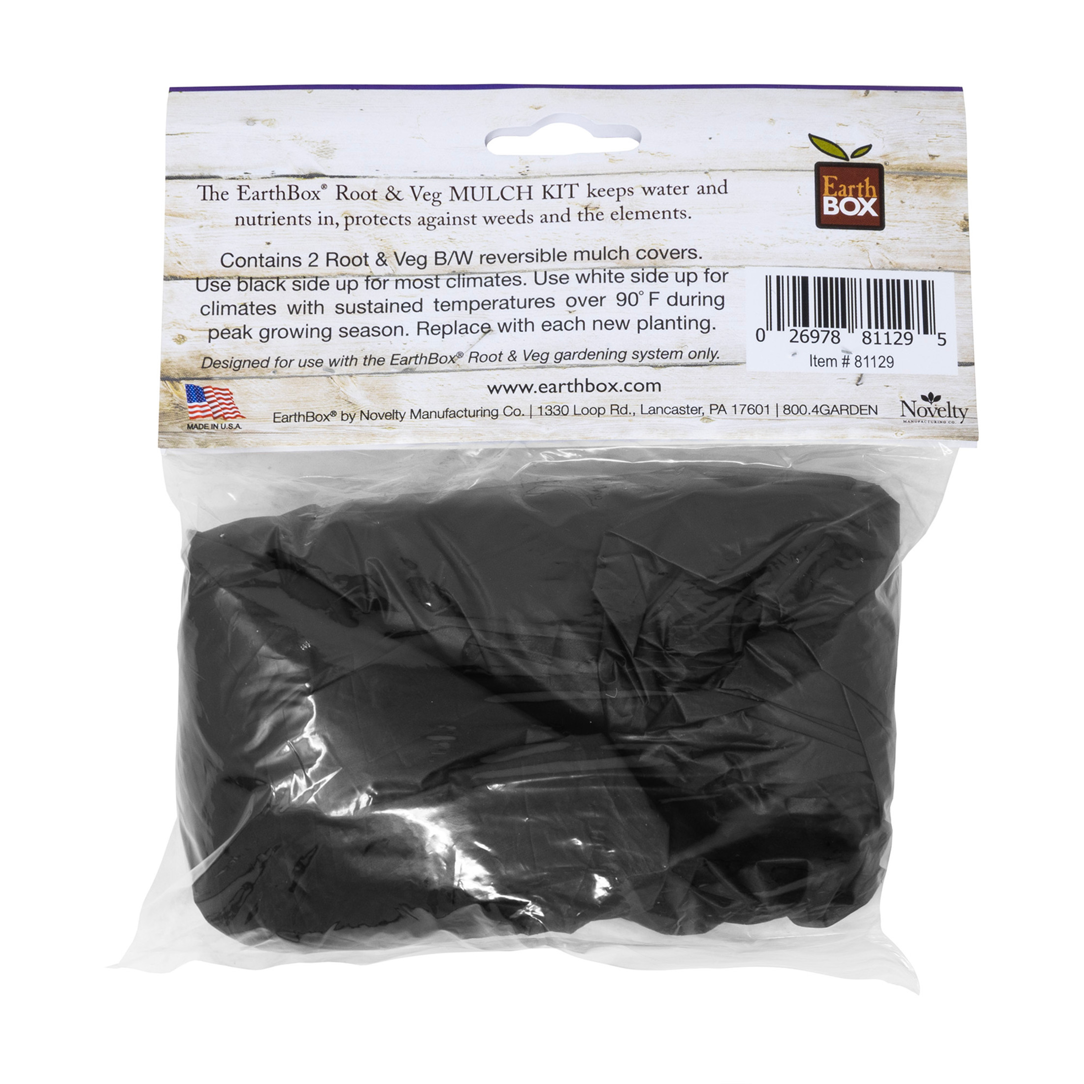 EarthBox Reversible Plastic Weed-Preventing Mulch Cover for Planters, Black/White (Pack of 2)