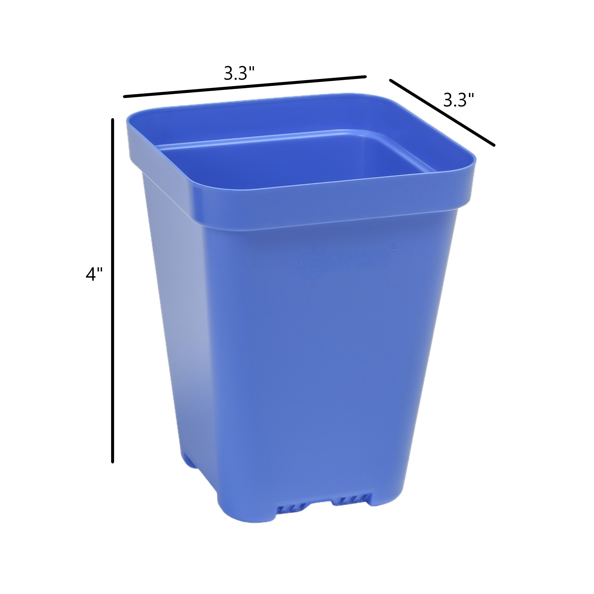 SUNPACK 3.3" x 3.3" Heavy Duty Seed Starting Square Insert Pot, 4" (Pack of 18)