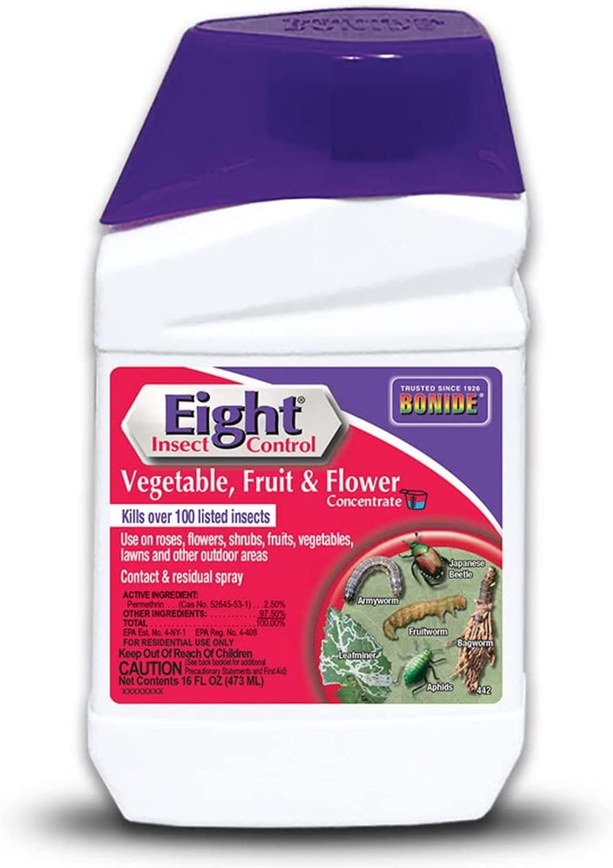 Bonide Products 442 Eight Insect Control Vegetable, Fruit, Flower Insecticide, 16 oz