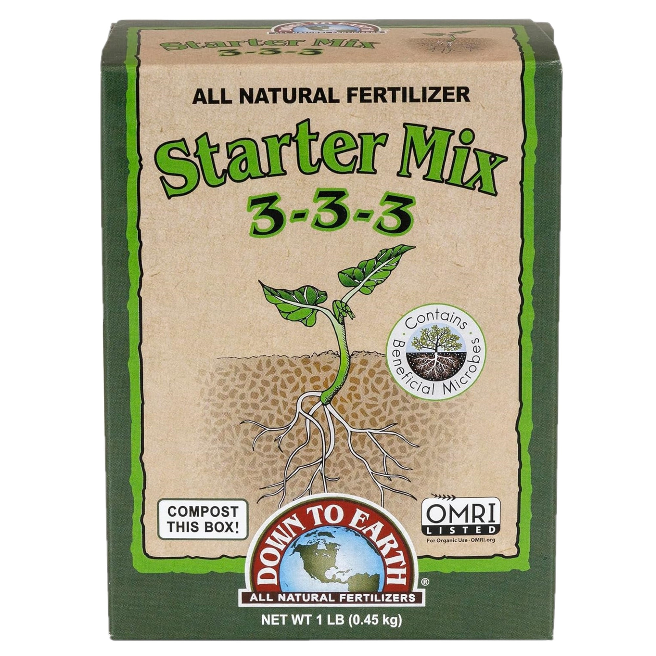 Down to Earth 3-3-3 Starter Mix Fertilizer, Granules, 1 lb