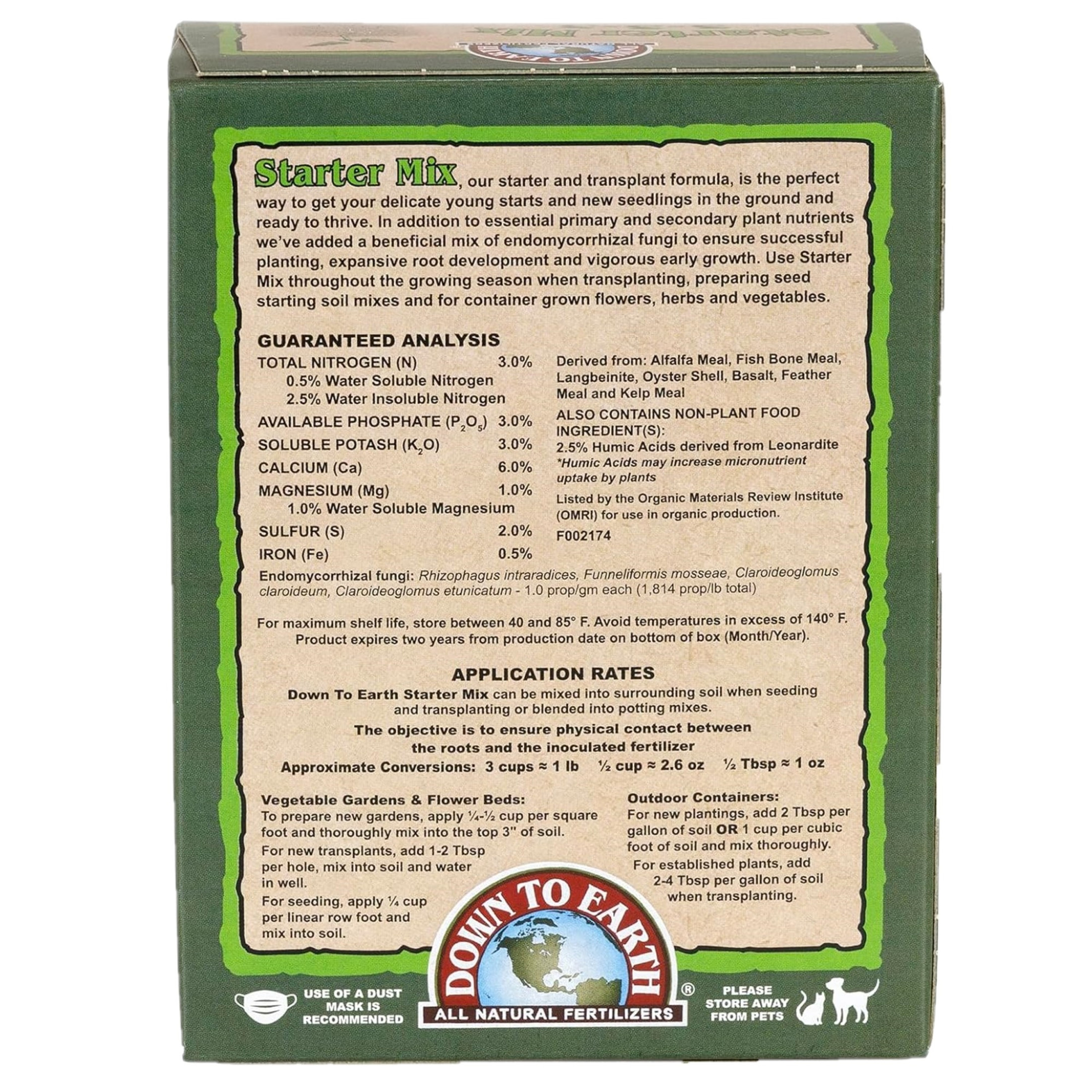 Down to Earth 3-3-3 Starter Mix Fertilizer, Granules, 1 lb