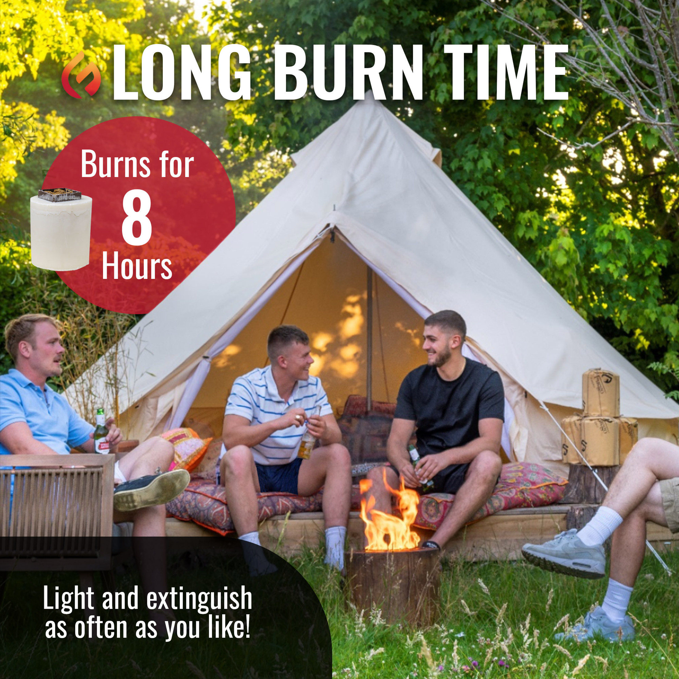 Eco Fuego Fuel Refills for Eco Fuego Fire Pits, 2 x 8-Hour Biodegradable Vegetable Wax Refills, Sustainable & Clean Burning, Interval Use (Pack of 2)