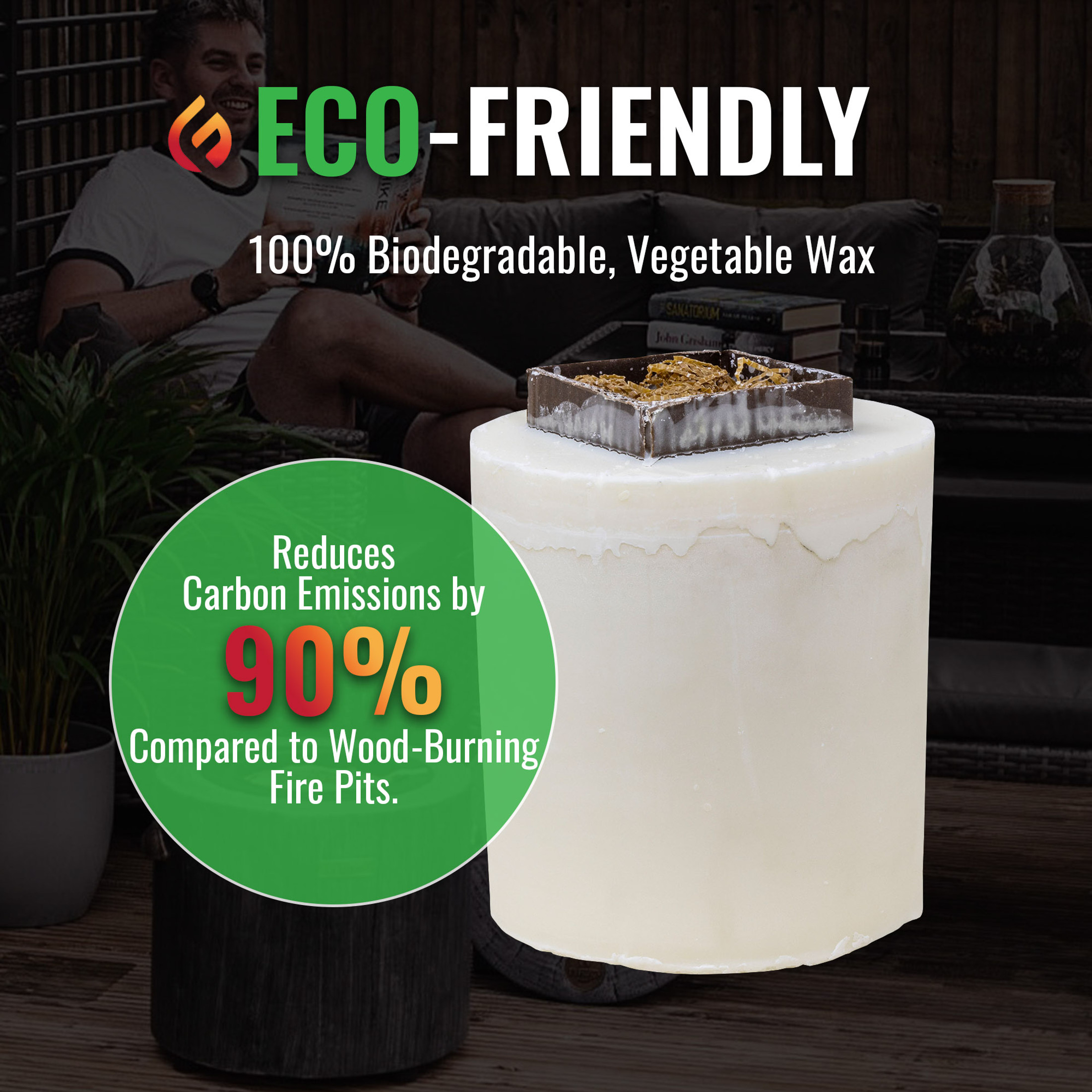 Eco Fuego Fuel Refills for Eco Fuego Fire Pits, 2 x 8-Hour Biodegradable Vegetable Wax Refills, Sustainable & Clean Burning, Interval Use (Pack of 2)
