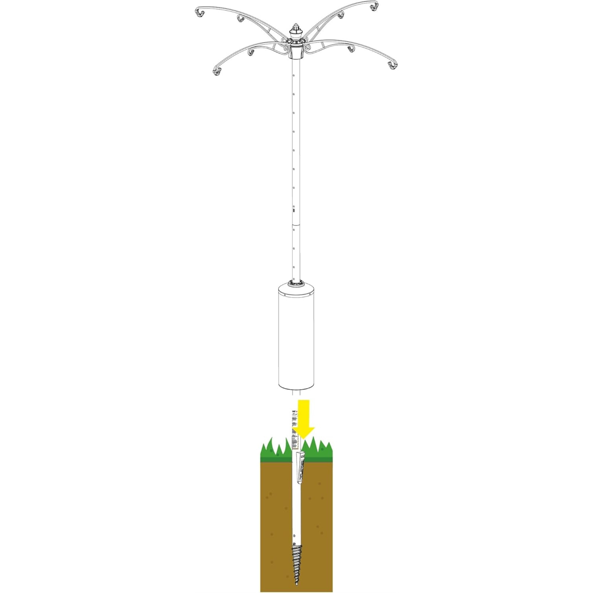 Brome Raccoon-Proof Bird Feeder Pole Kit with 4-Arm Hanging Station, 8ft