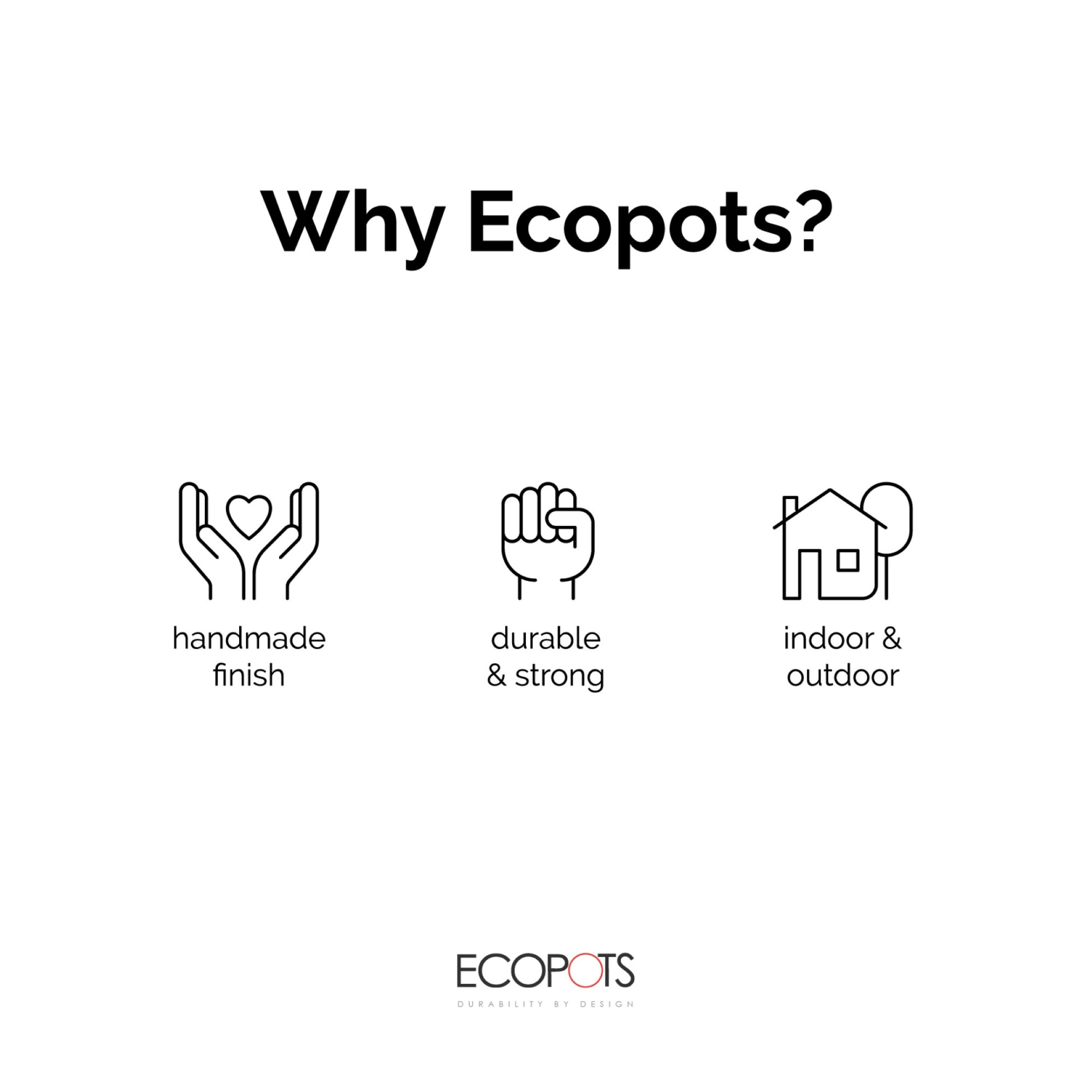 Ecopots Antwerp Indoor/Outdoor Modern Recycled Plastic Planter, Pure White, 16"