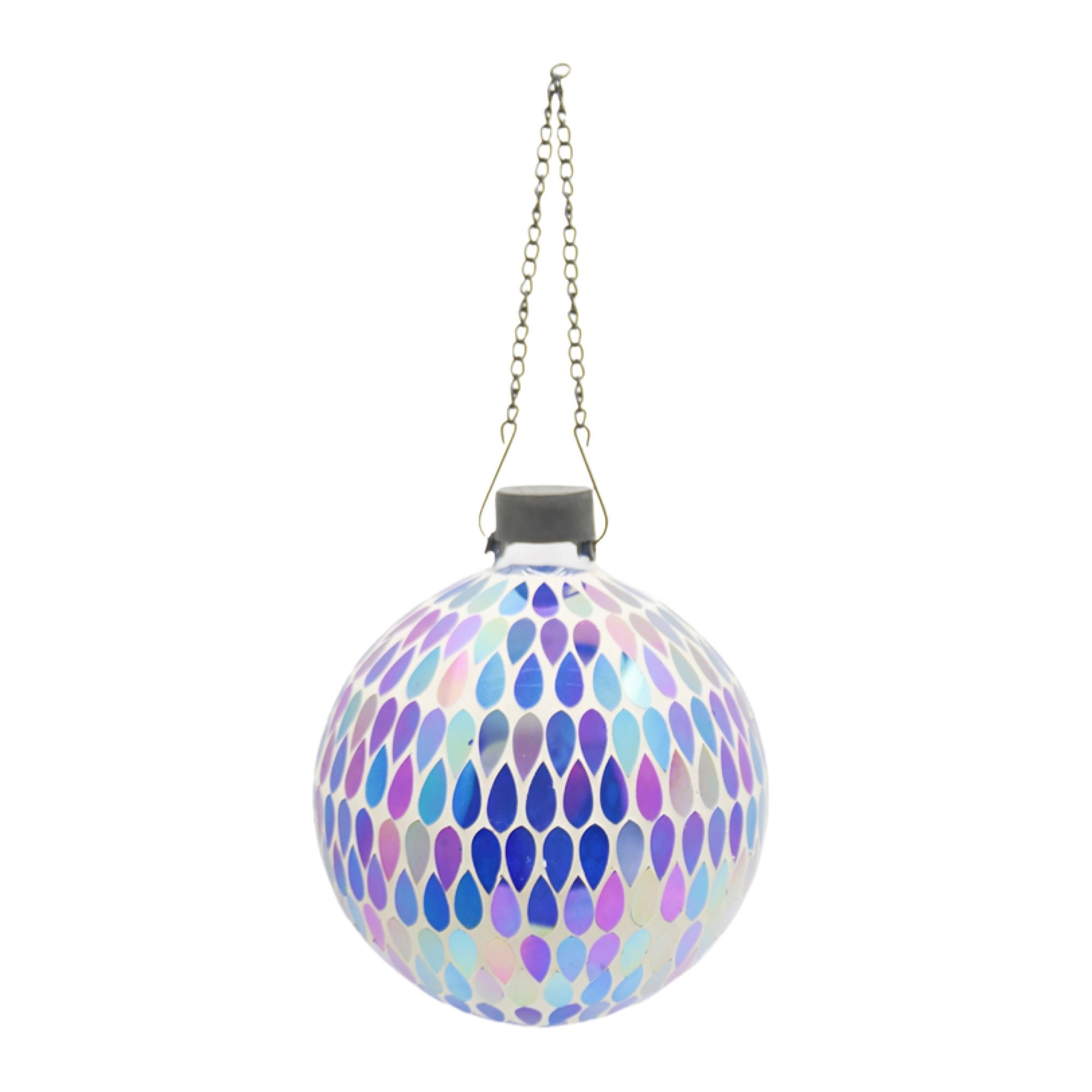 Very Cool Stuff Mosaic Glass Gazing Globe with Hanging Chain, Iridescent Teardrop Tile, 10in Very Cool Stuff Mosaic Glass Gazing Globe with Hanging Chain, Iridescent Teardrop Tile, 10in
