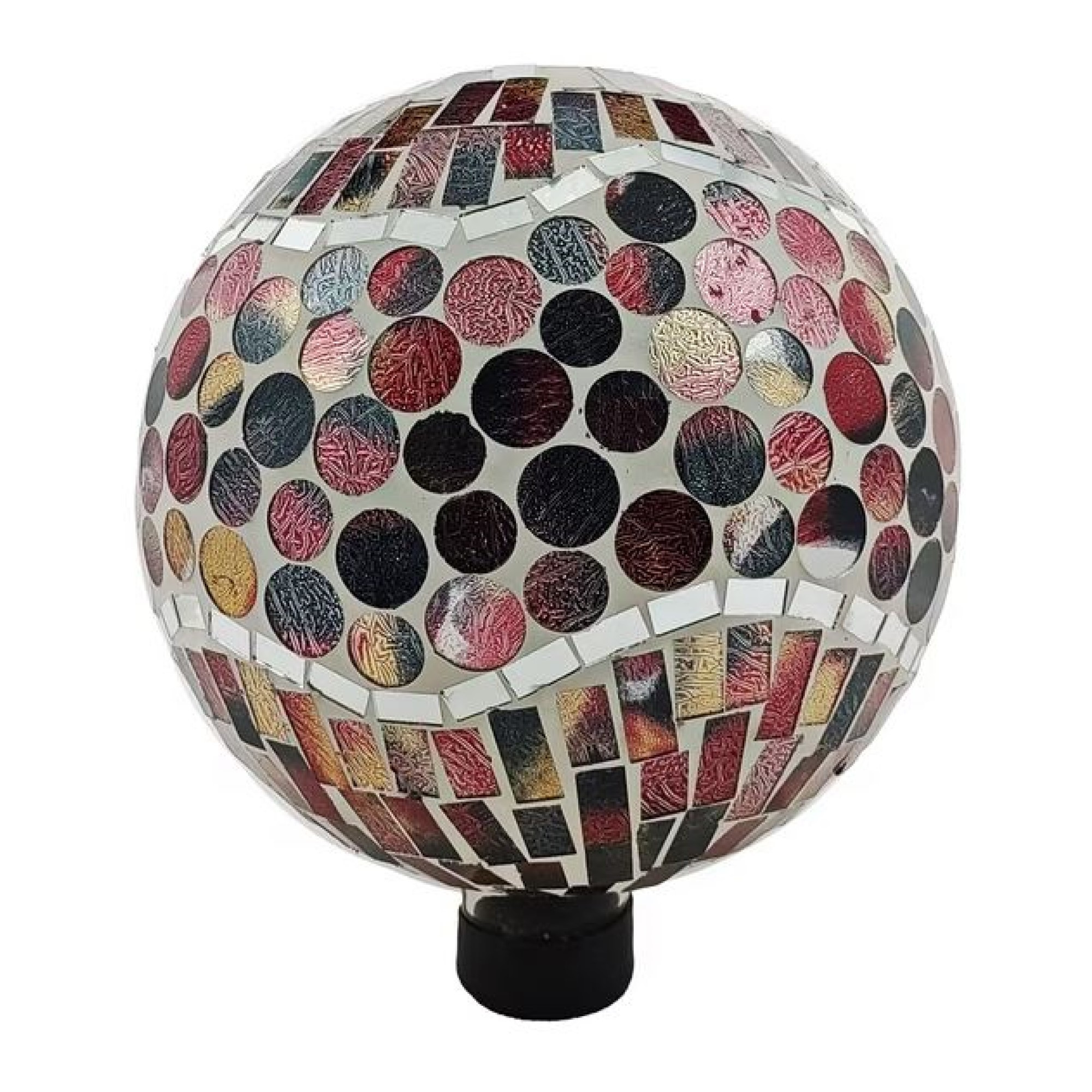 Very Cool Stuff Mosaic Glass Gazing Globe with Hanging Chain, Copper Penny Wave Tile, 10in