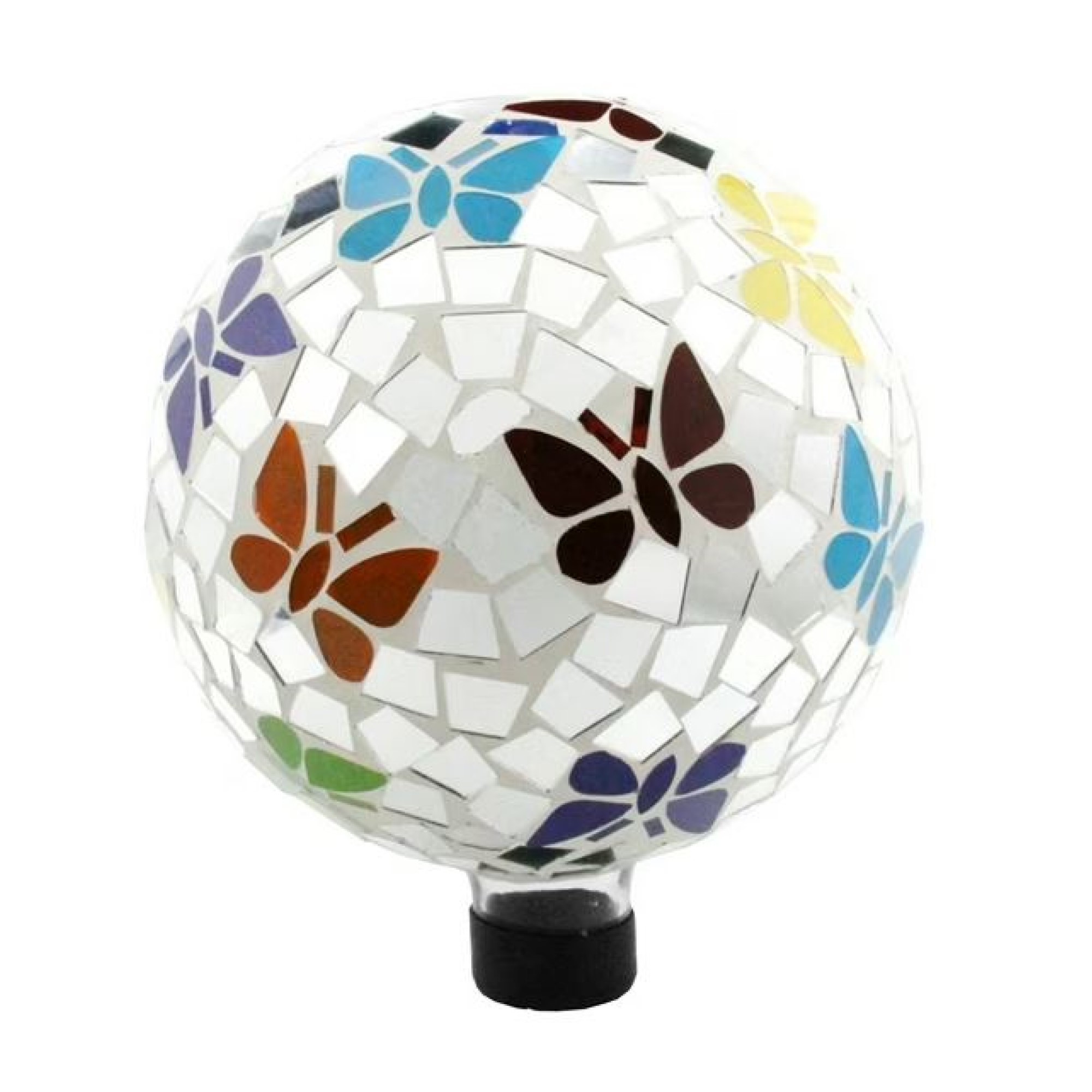 Very Cool Stuff Mosaic Glass Gazing Globe with Hanging Chain, Butterfly Tile, 10in