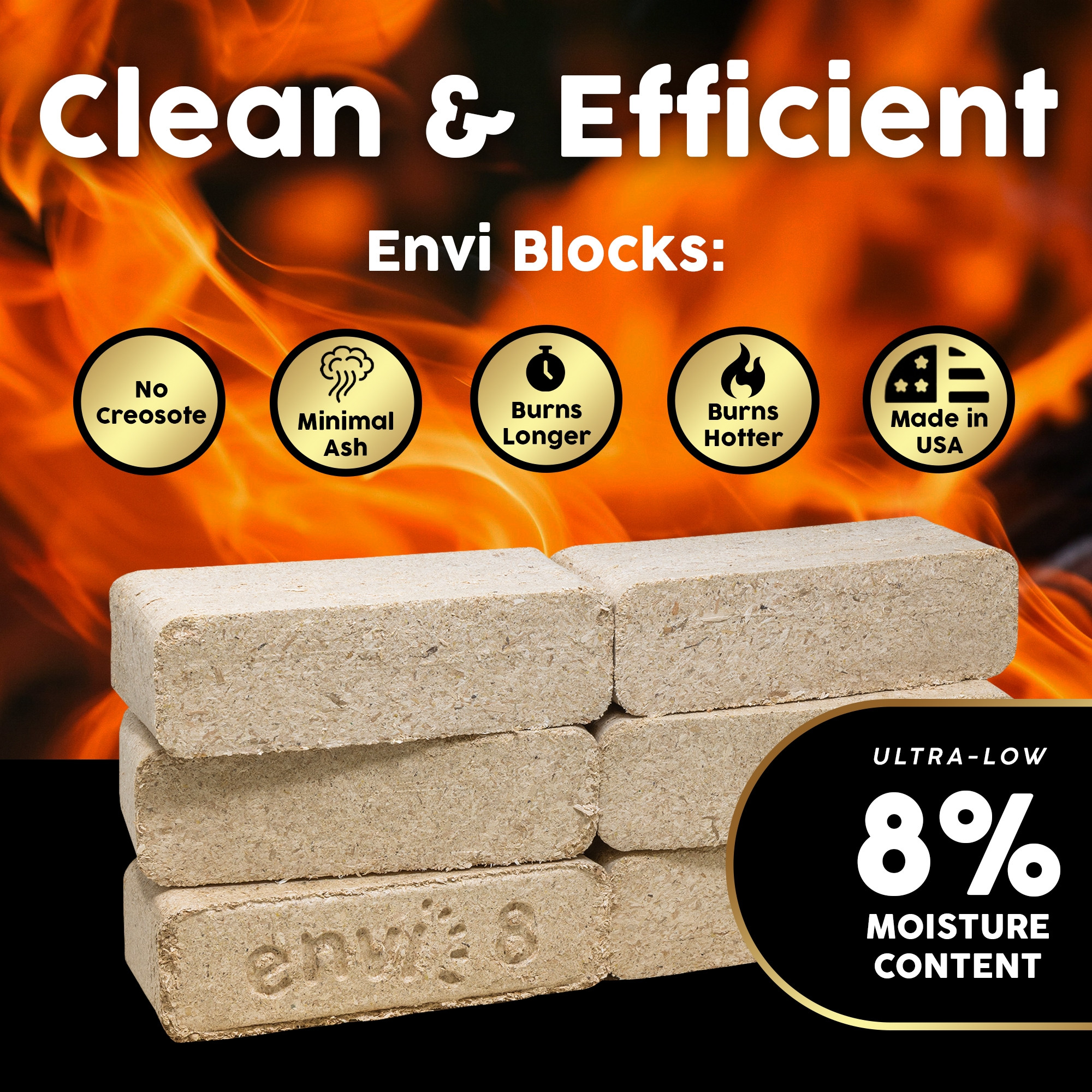 Firewood Central Envi 8 Hardwood Fuel Blocks (6-Pack) – 100