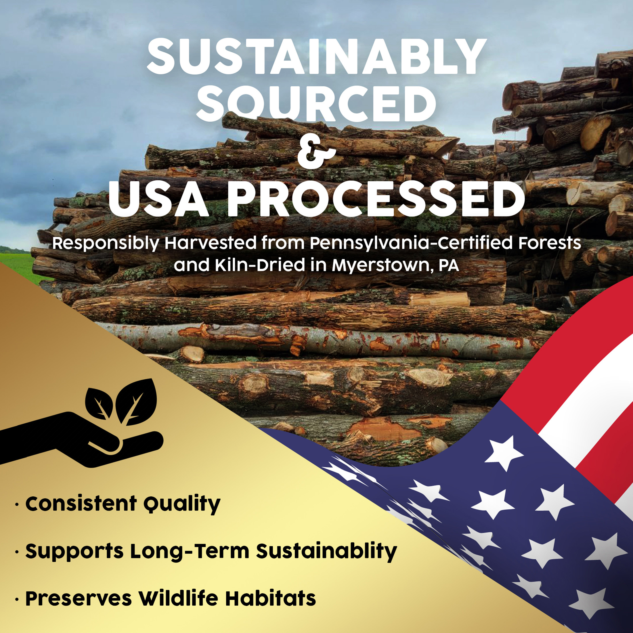 Firewood Central Kiln-Dried PA Hardwood – 8” Splits (30–35 Pieces) – Smoking Wood for Pizza Ovens, BBQ & Fire Pits – Easy Light, Low Smoke, USA Sourced
