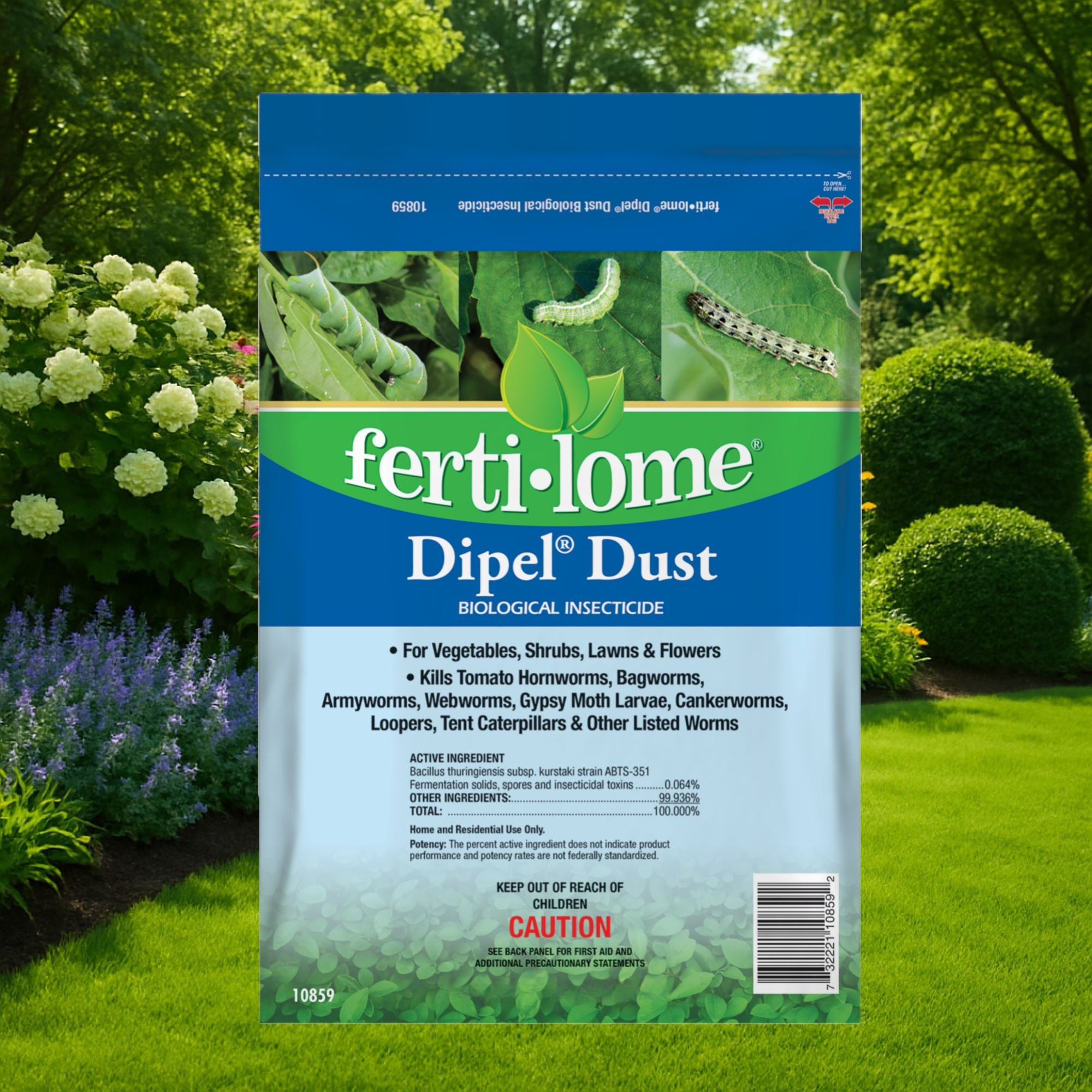 Fertilome Dipel Dust Biological Insecticide for Backyard Lawns and Gardens