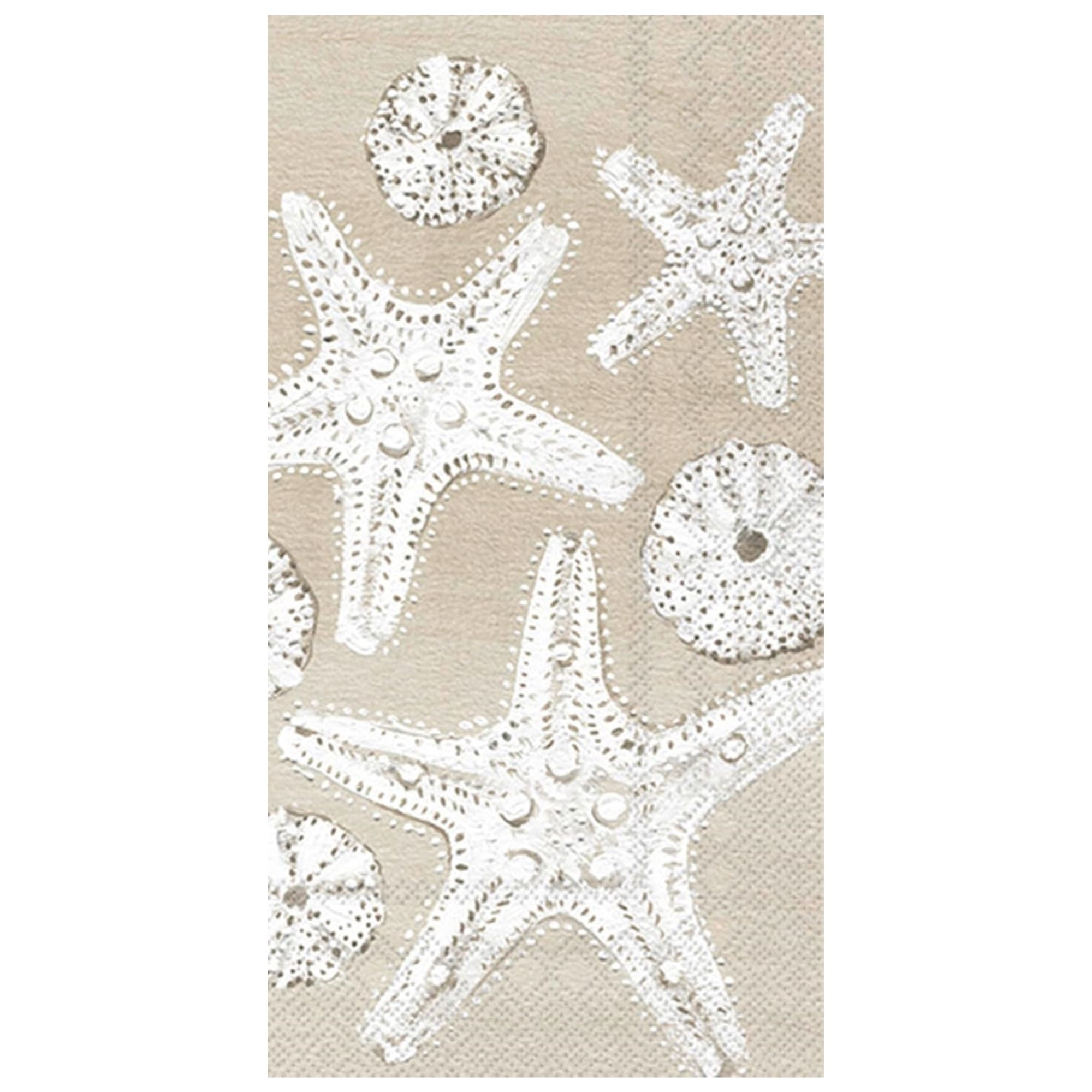 Boston International IHR 3-Ply Paper Guest Napkins, 4.5" x 8.5", Beach Treasures Starfish (Pack of 20)