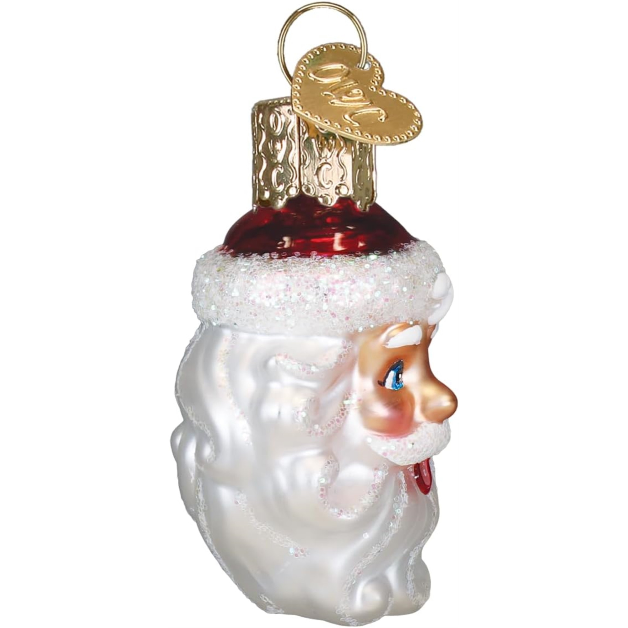 Old World Christmas Blown Glass Ornament for Christmas Tree, Mini Winking Santa