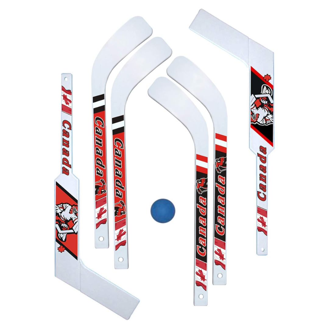 Millside Canadian Mini Hockey Set – 6 Durable Mini Sticks & 1 Foam Ball – Indoor/Outdoor Rec Floor Hockey Set