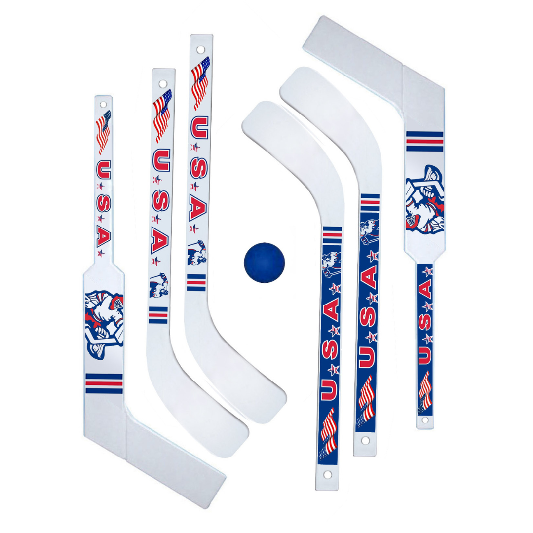 Millside USA Mini Hockey Set – 6 Durable Mini Sticks & 1 Foam Ball – Indoor/Outdoor Rec Floor Hockey Set