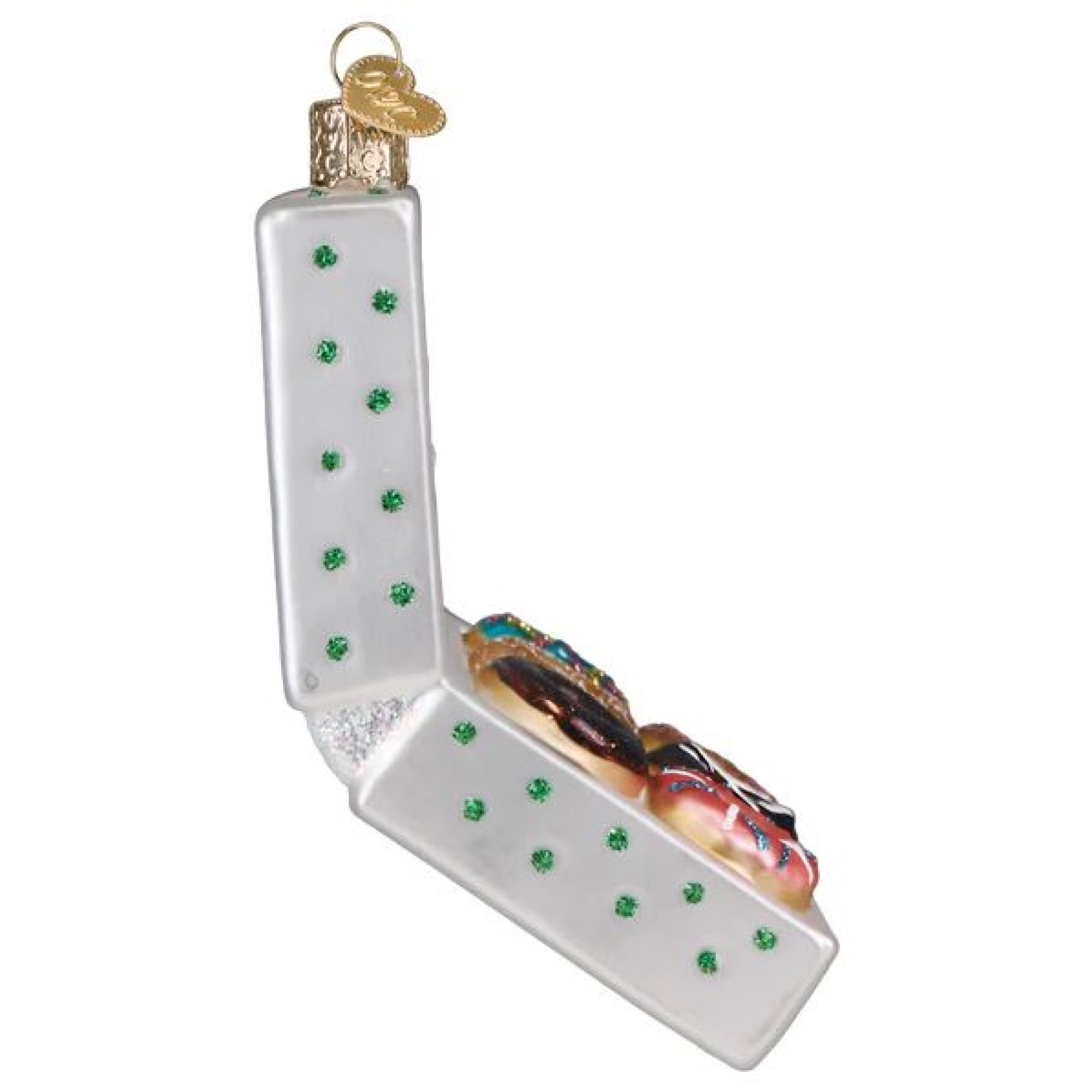 Old World Christmas Blown Glass Ornament for Christmas Tree, Box of Donuts