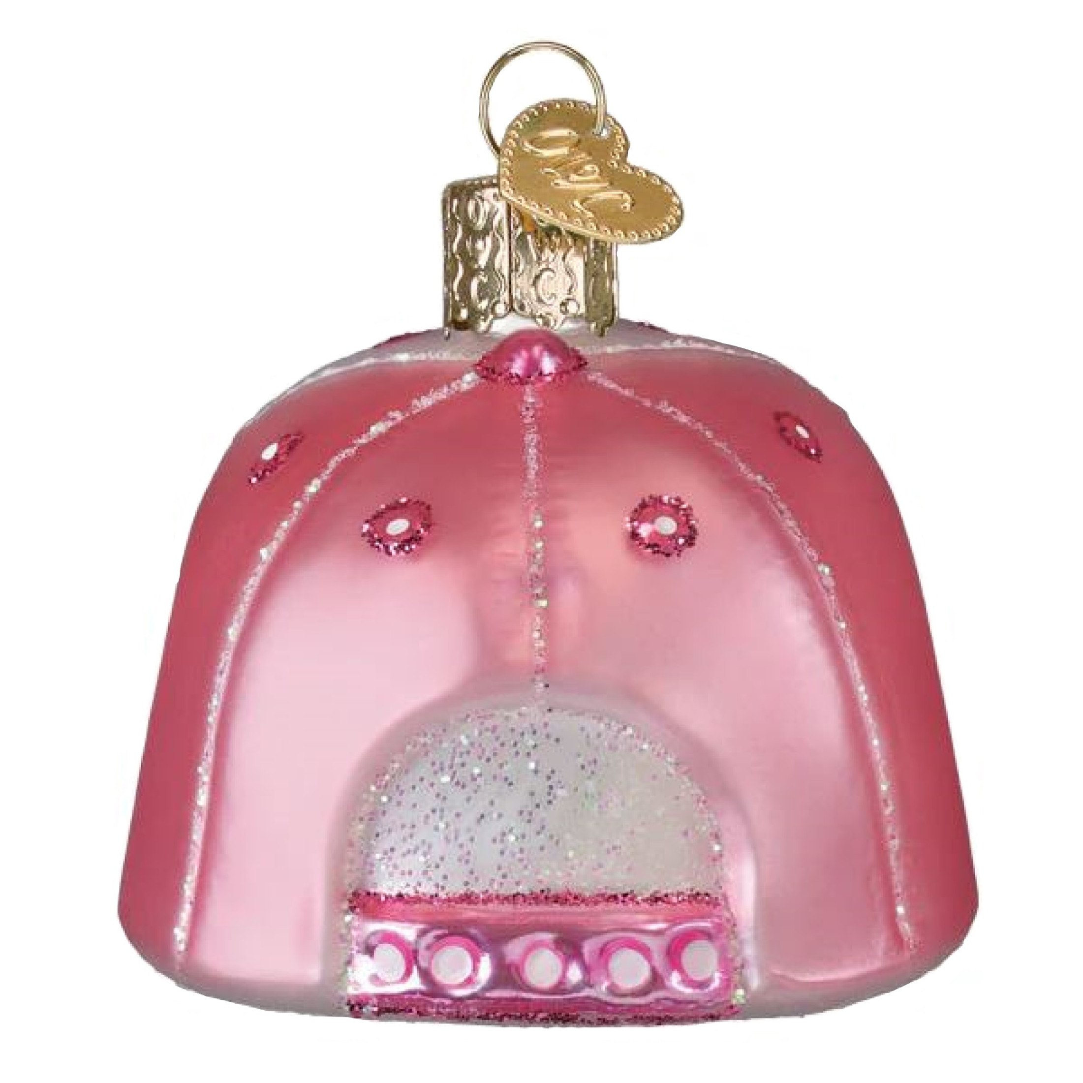 Old World Christmas Blown Glass Ornament for Christmas Tree, Cowgirl Trucker Cap