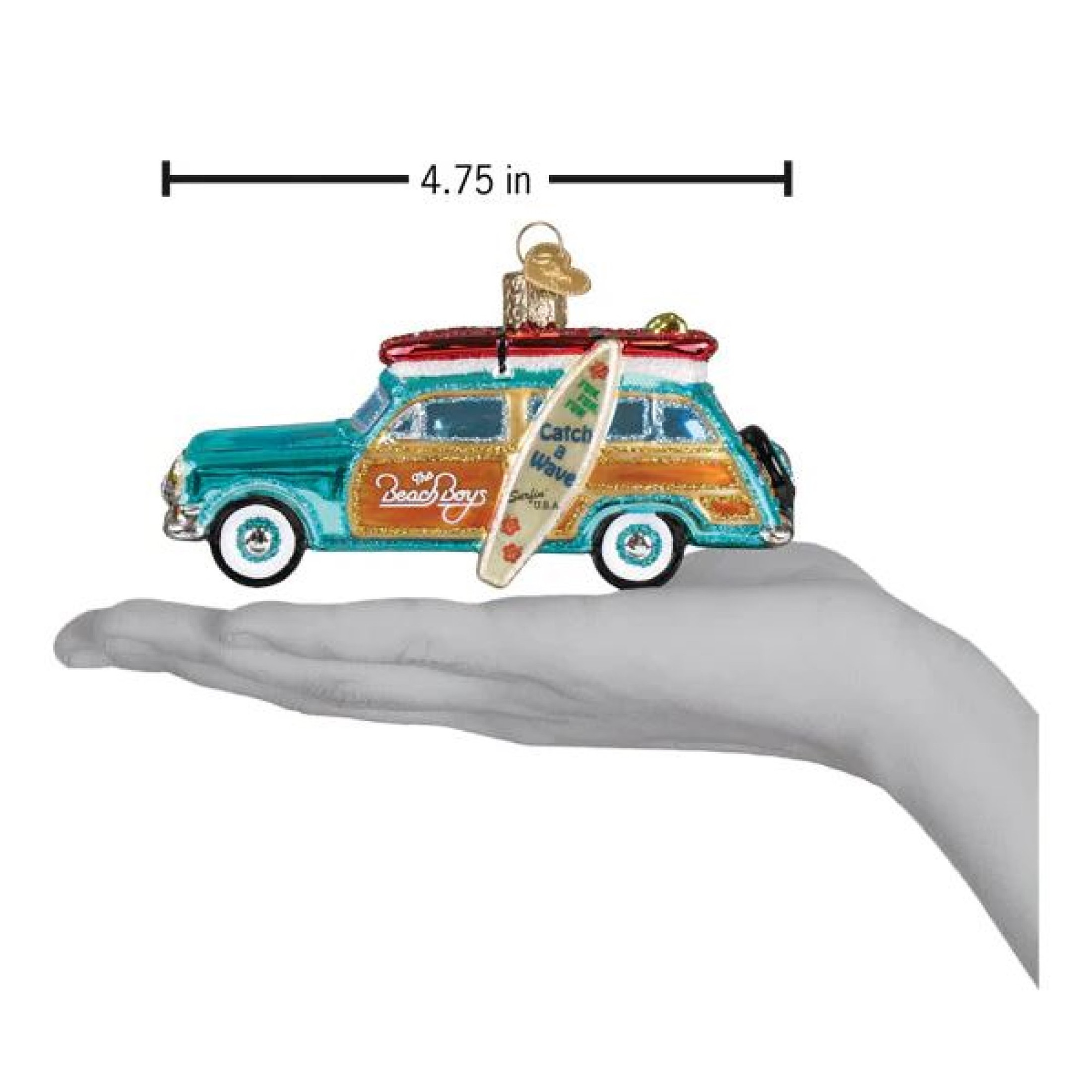 Old World Christmas Blown Glass Ornament for Christmas Tree, The Beach Boys Surfin' Woody