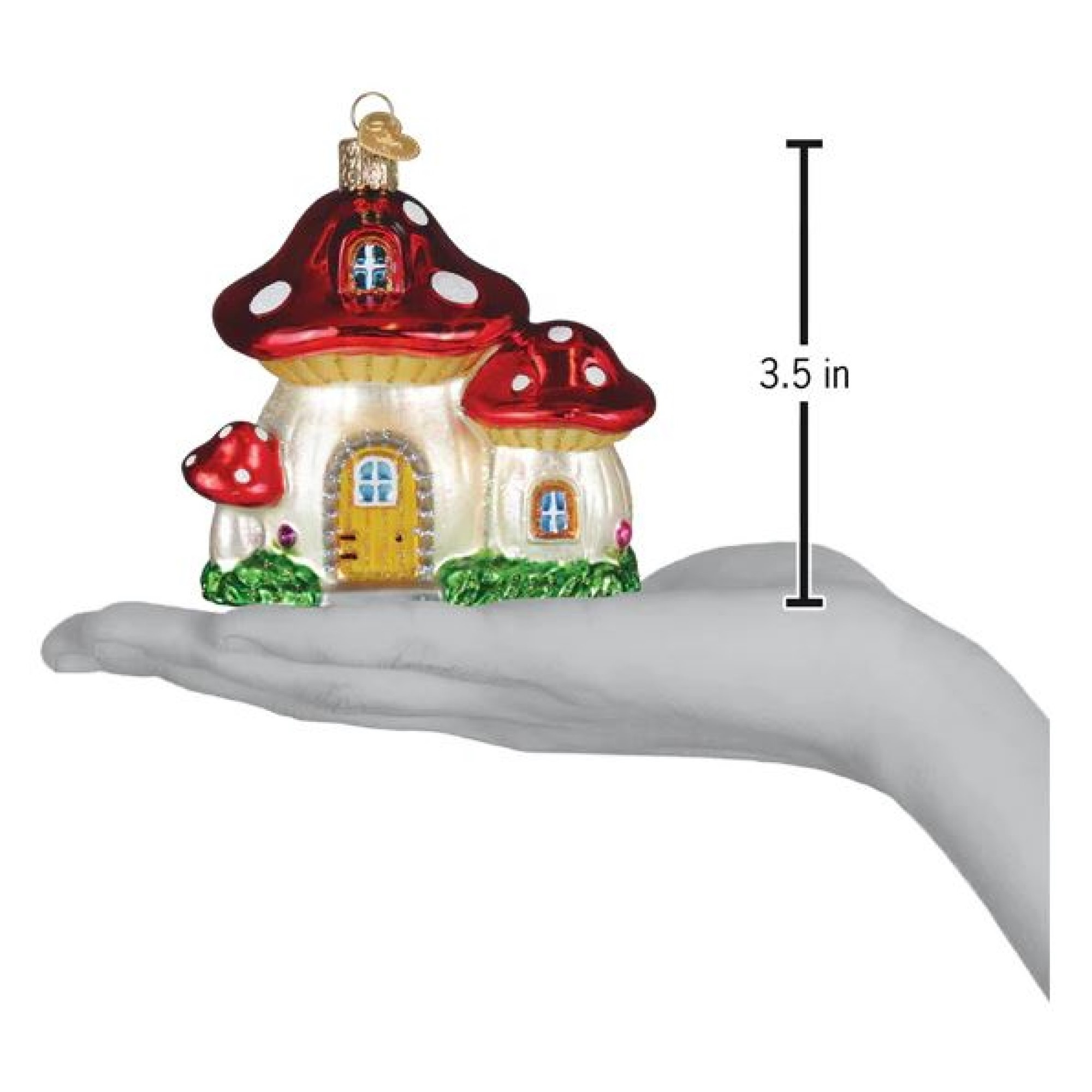 Old World Christmas Blown Glass Ornament for Christmas Tree, Mushroom House