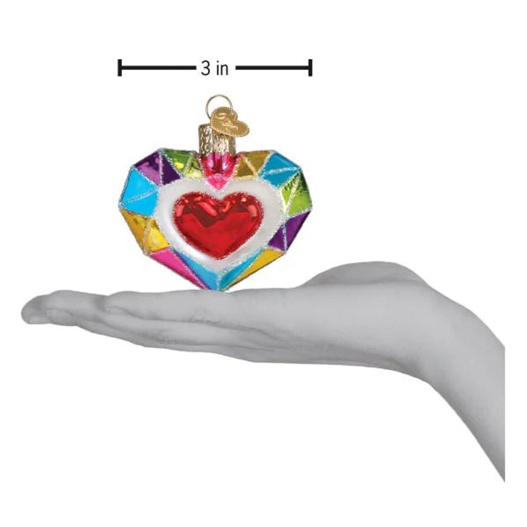 Old World Christmas Blown Glass Ornament for Christmas Tree, Faceted Heart