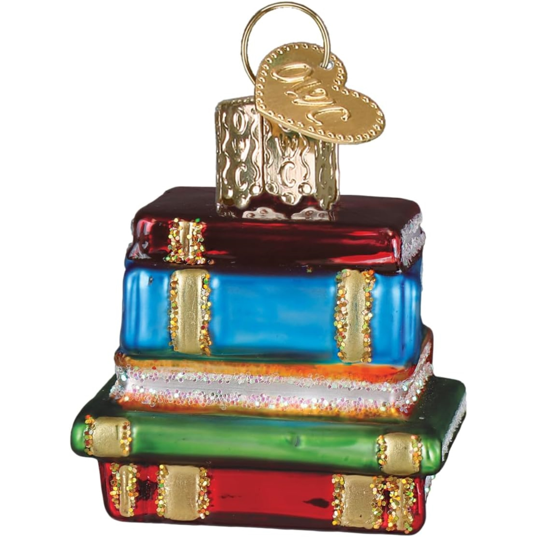 Old World Christmas Blown Glass Ornament for Christmas Tree, Gumdrops (Mini) Collection, Stack of Books